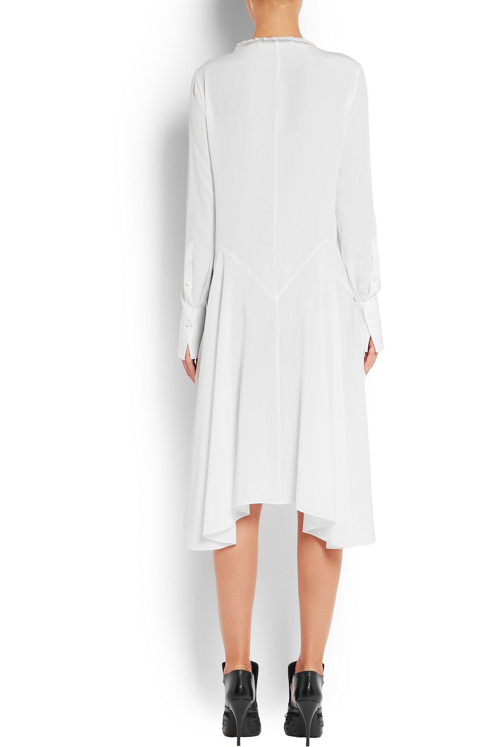 GIVENCHY Ruffled midi dress in white silk crepe de chine
