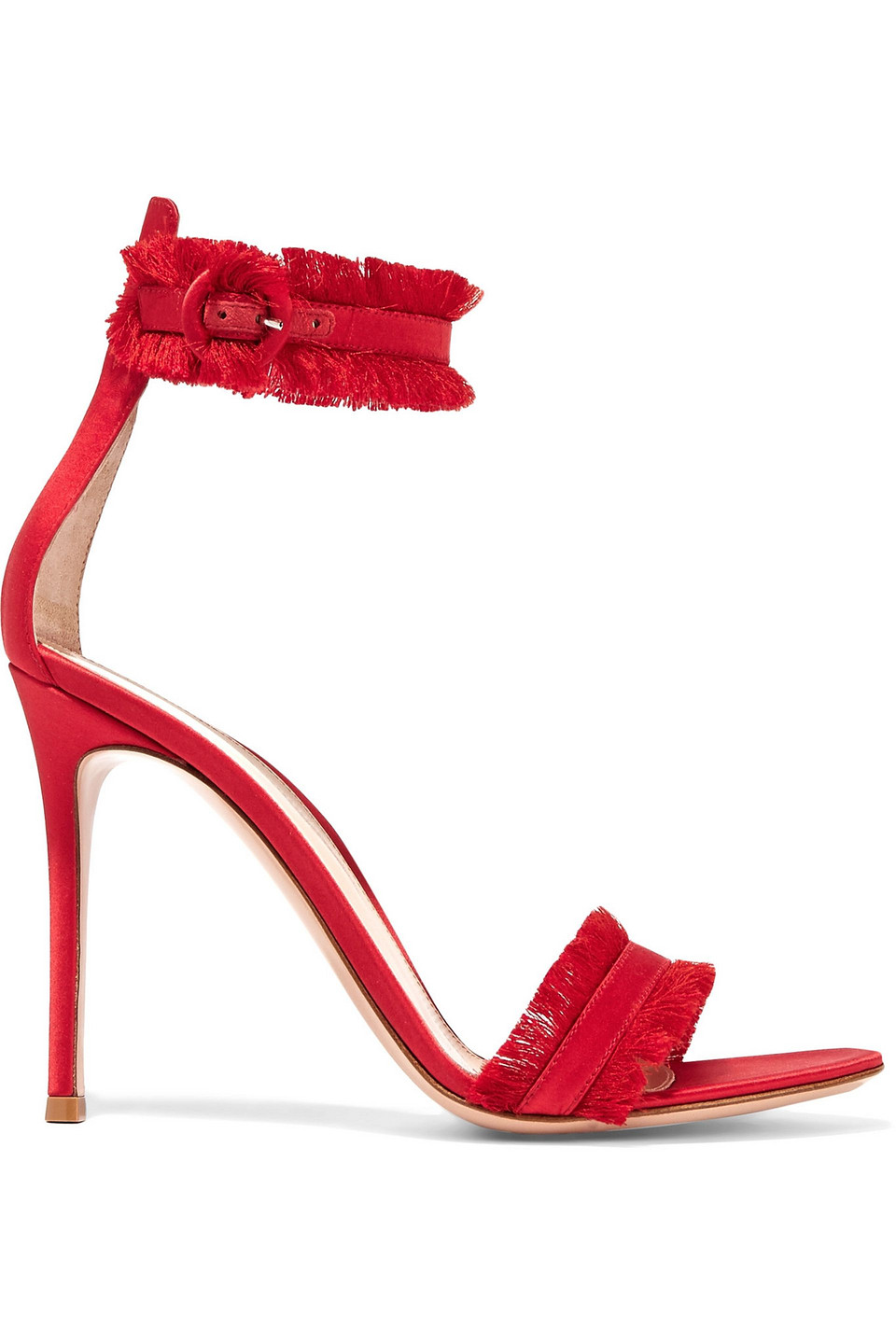 Gianvito Rossi Woman Portofino Fringed Satin Sandals Red Size 40.5