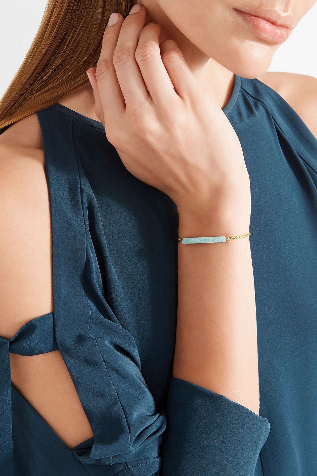 MONICA VINADER Linear gold vermeil amazonite bracelet