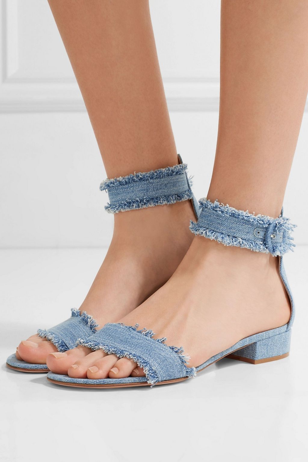 GIANVITO ROSSI Portofino frayed denim sandals