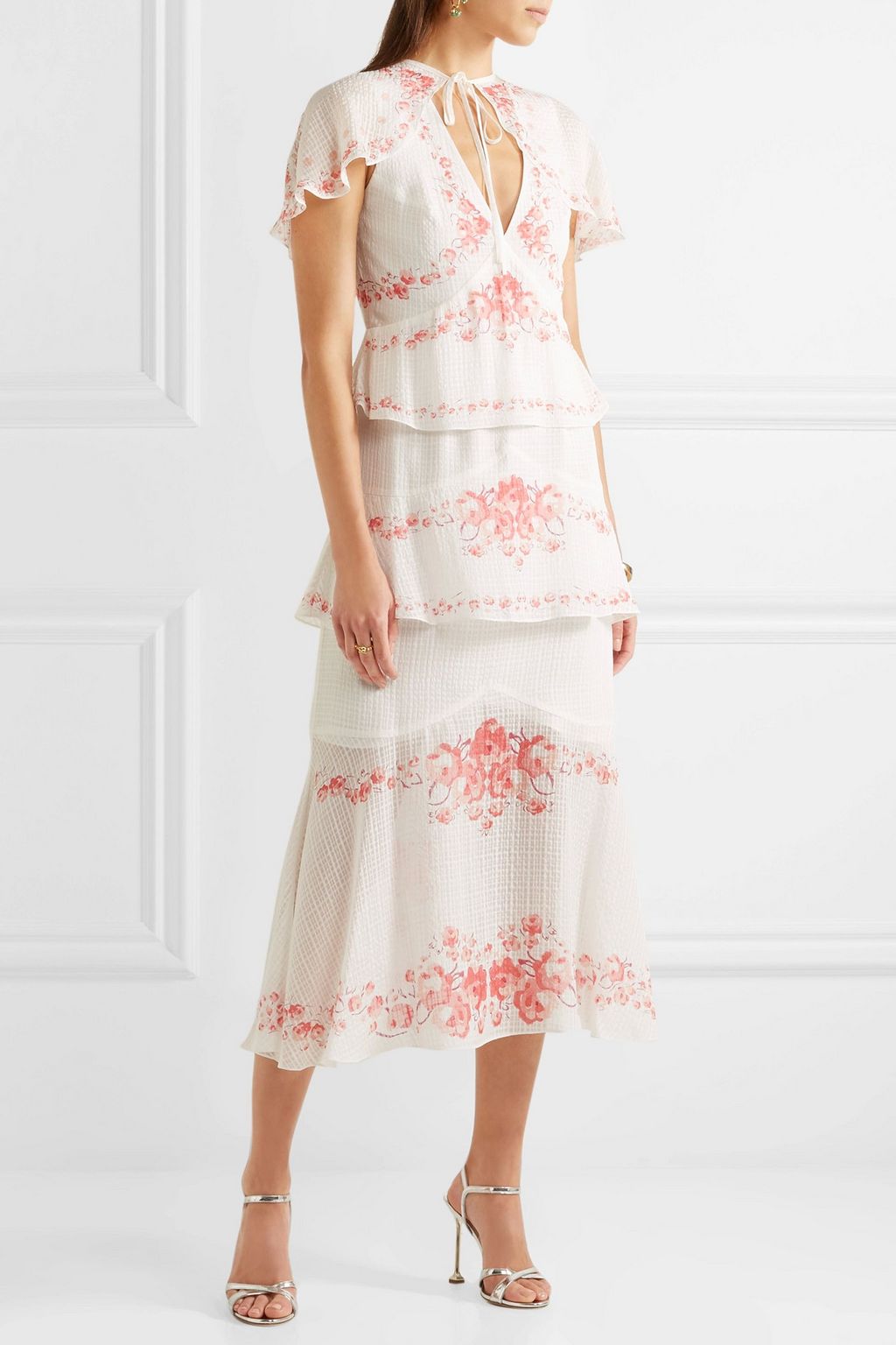 VILSHENKO Maya convertible floral-print silk-jacquard midi dress