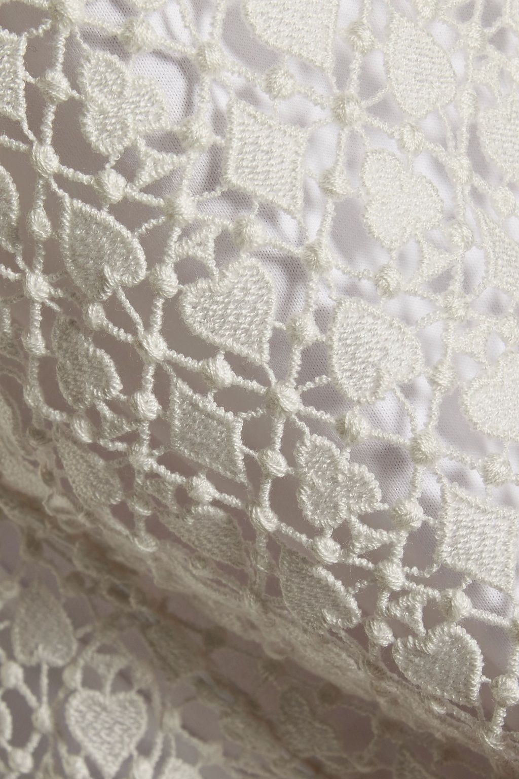 CHLOÉ Layered cotton guipure lace and cotton-blend jersey top