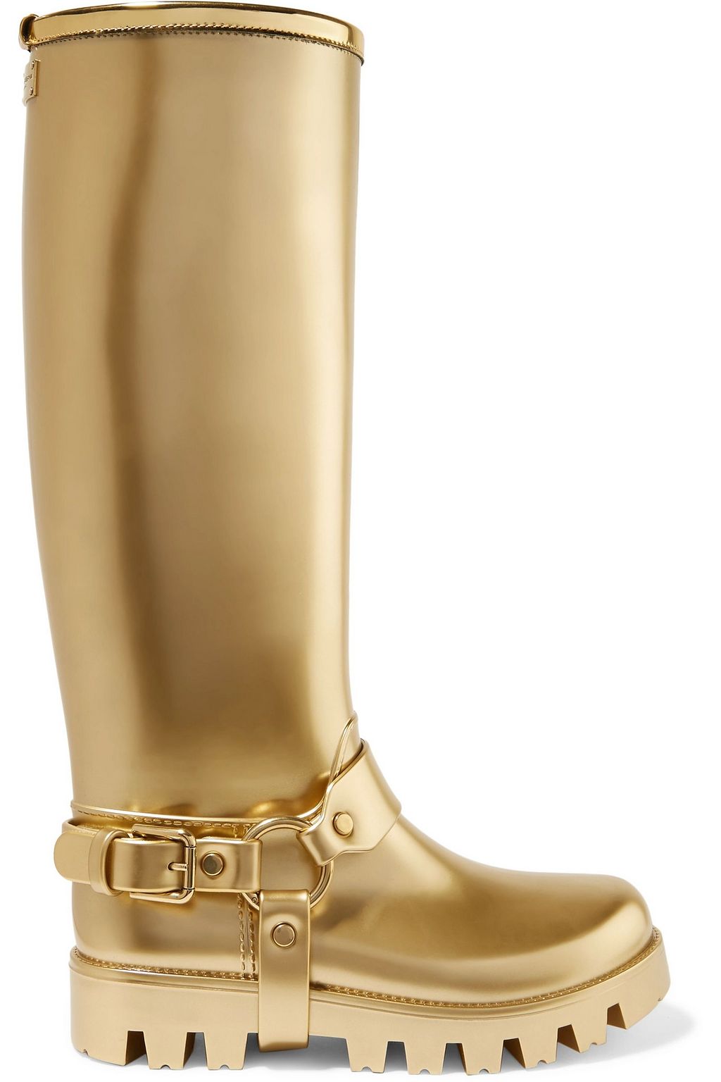 gold rain boots
