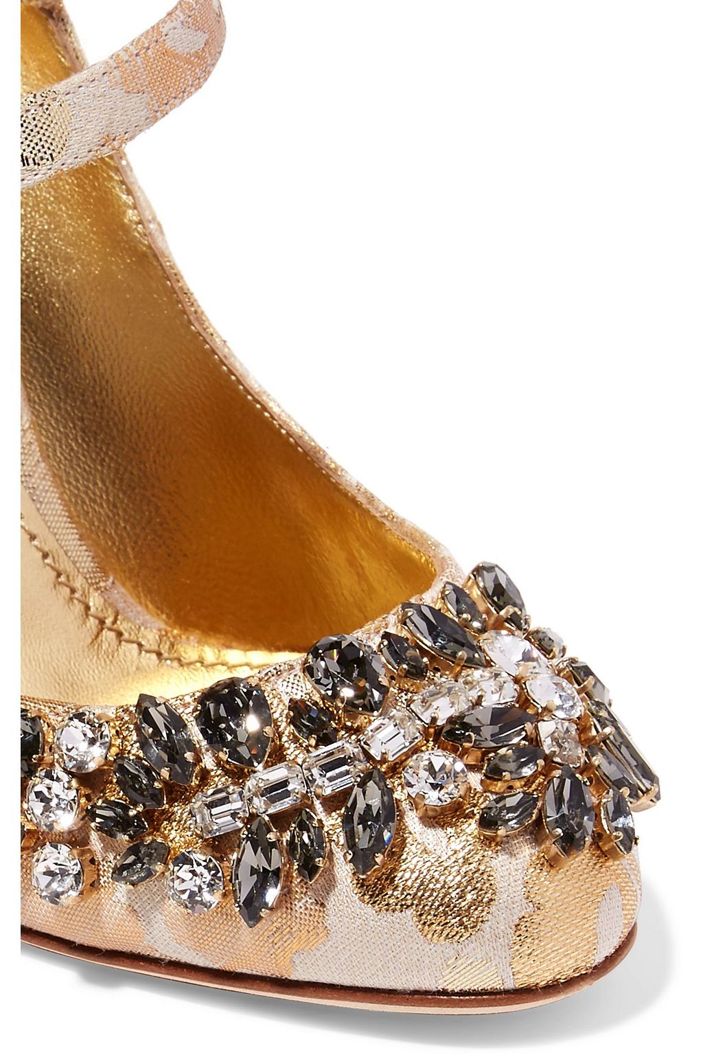 DOLCE&GABBANA Embellished metallic brocade Mary Jane pumps