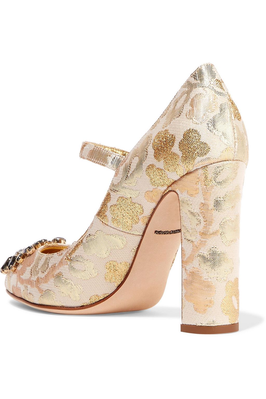 DOLCE&GABBANA Embellished metallic brocade Mary Jane pumps