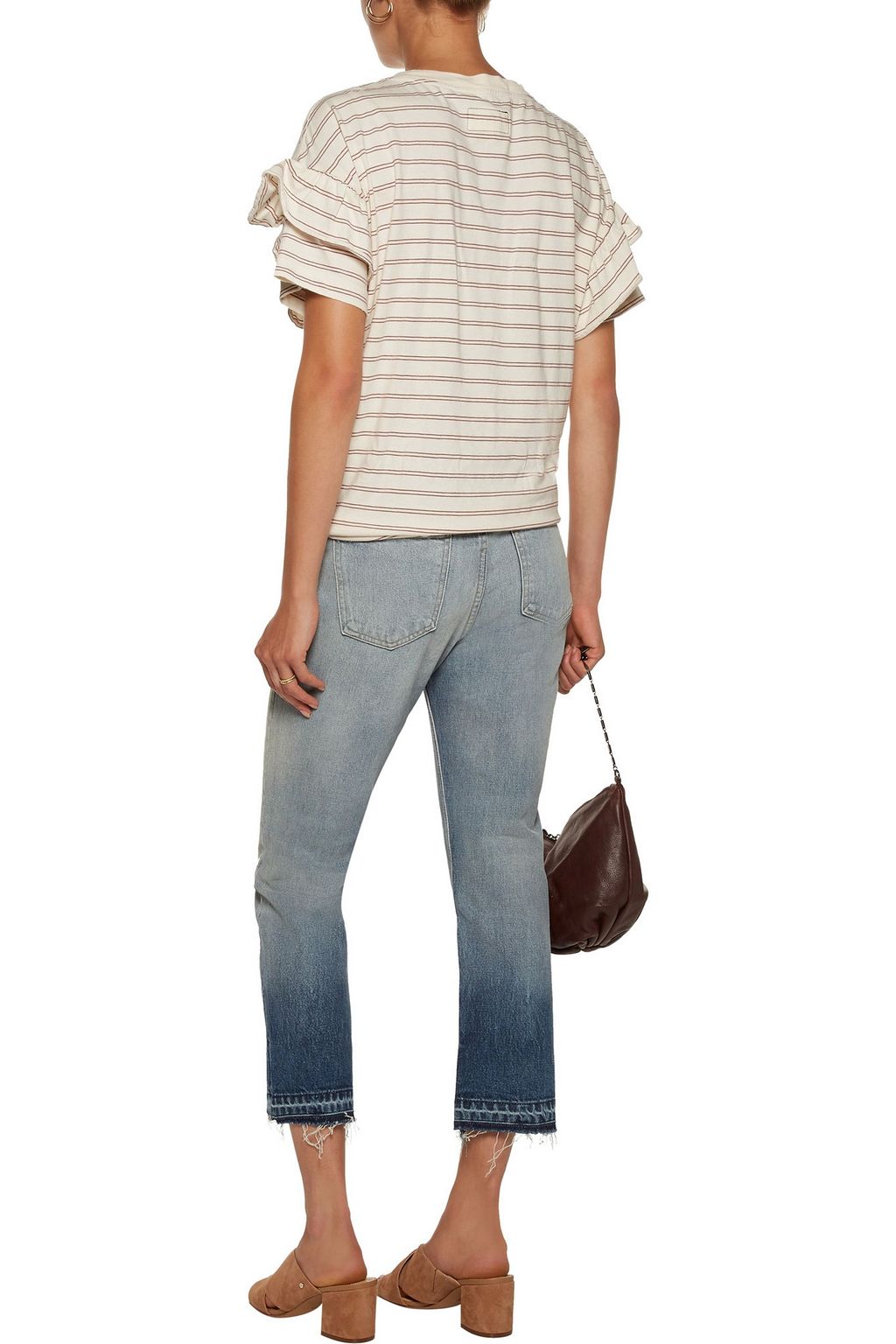 CURRENT/ELLIOTT The Cropped distressed mid-rise straight-leg jeans