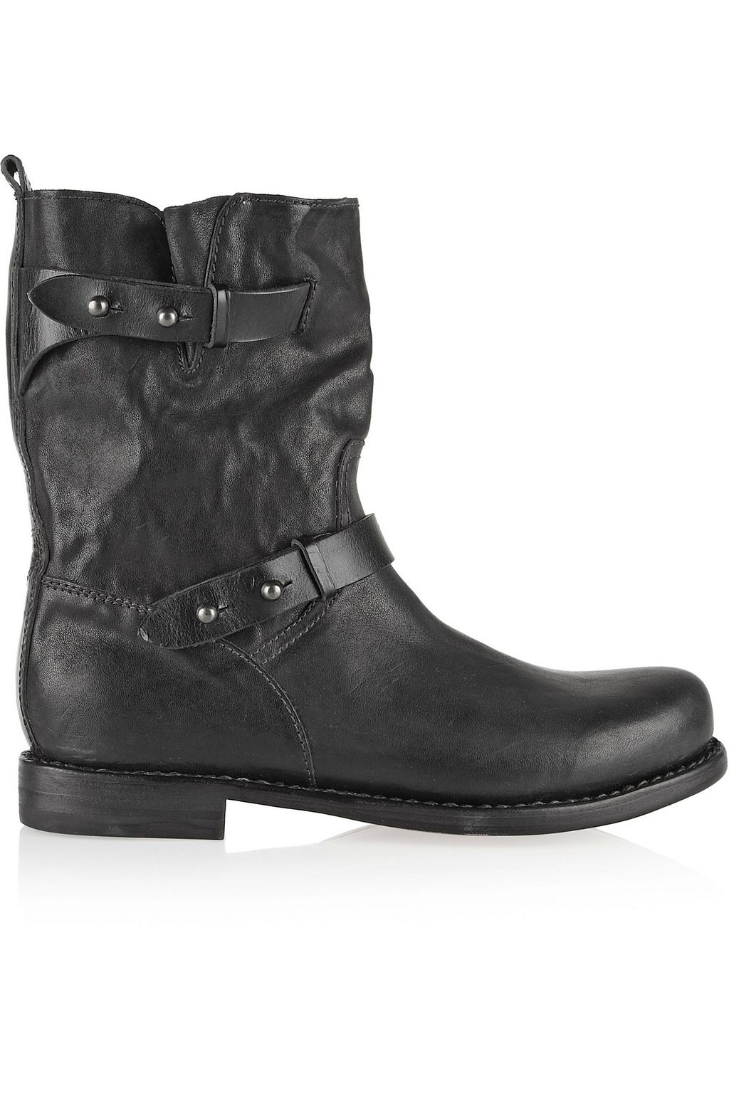 Black Moto textured-leather biker boots 