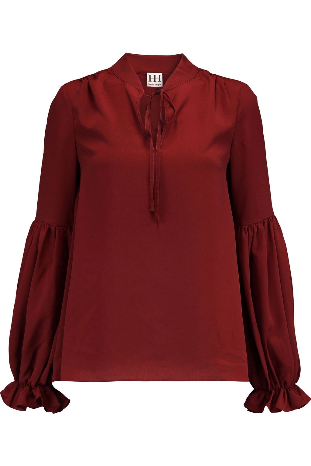 Claret Bow Detailed Satin Crepe Blouse Sale Up To 70 Off The Outnet Haute Hippie The Outnet