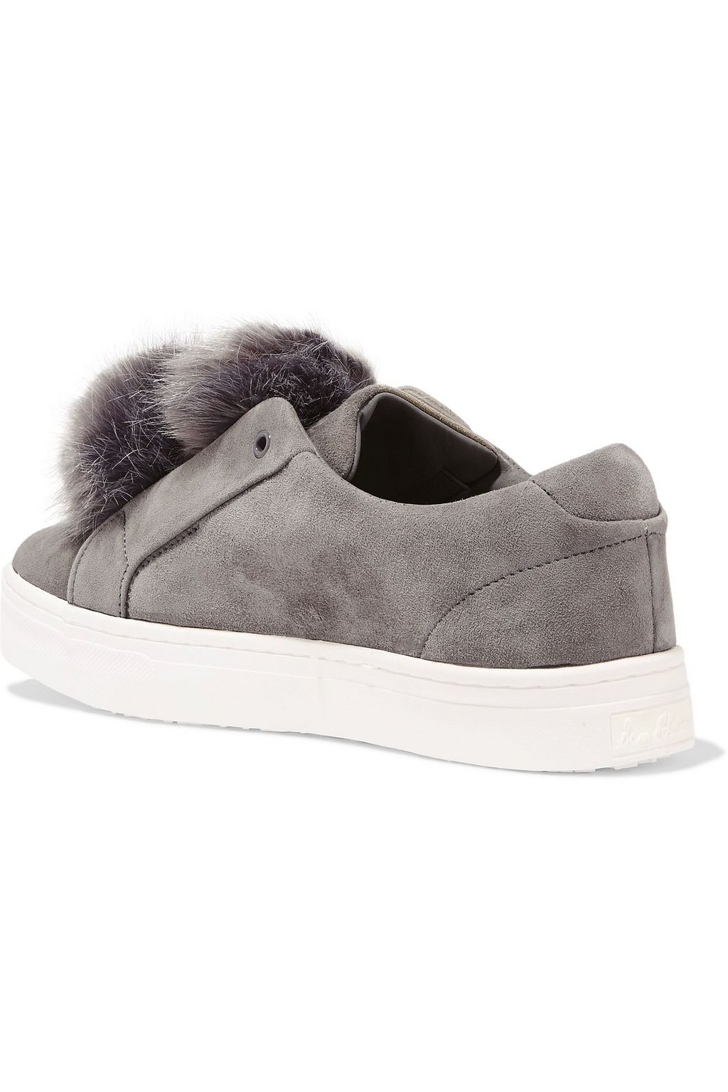 SAM EDELMAN Leya pompom-embellished suede platform slip-on sneakers
