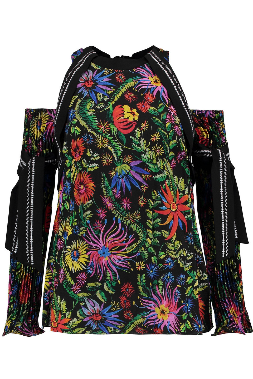 3.1 phillip lim - cold-shoulder embroidered jacquard top - multicolor - us 0