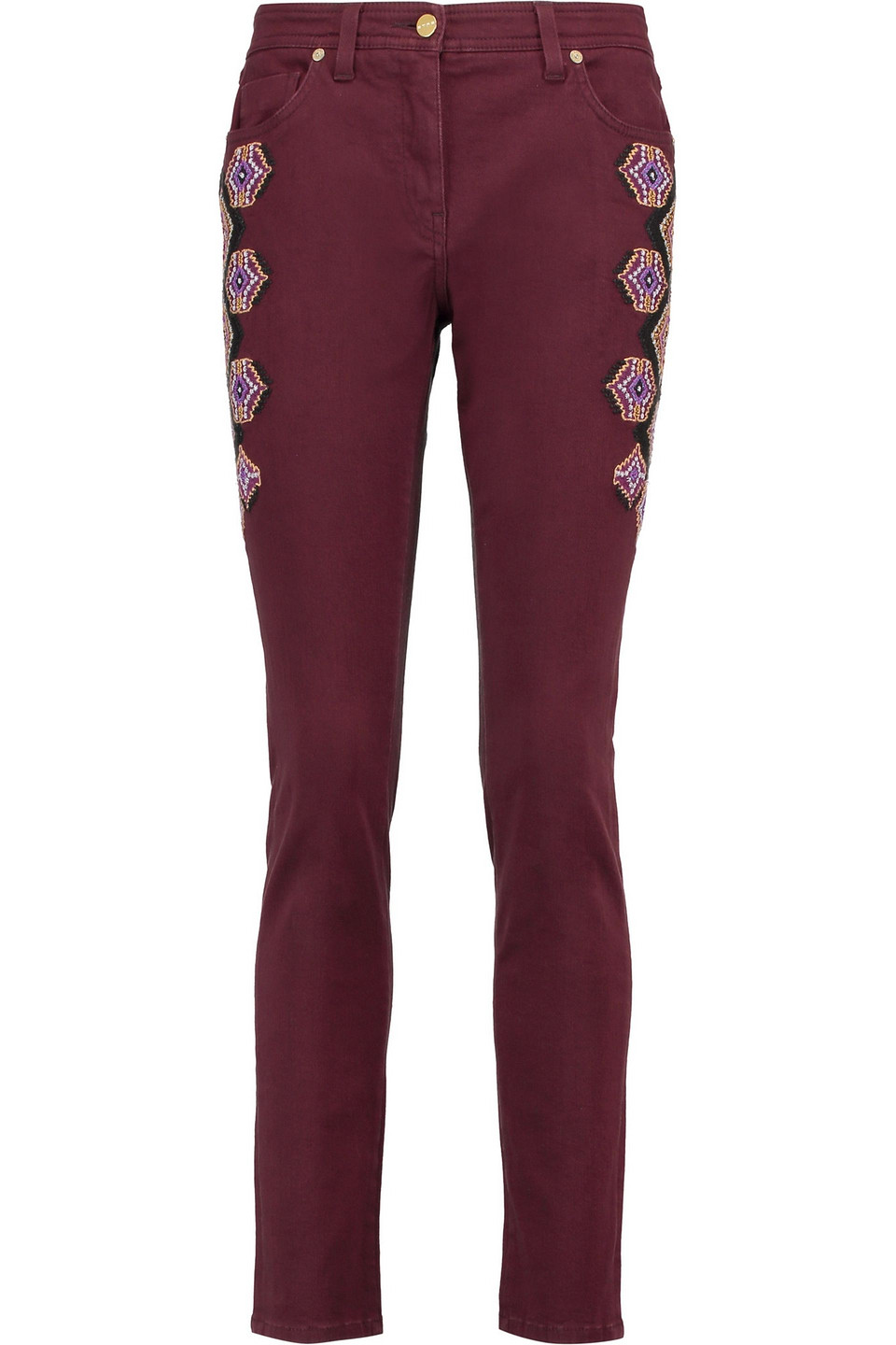 etro - embroidered high-rise skinny jeans - purple - 27