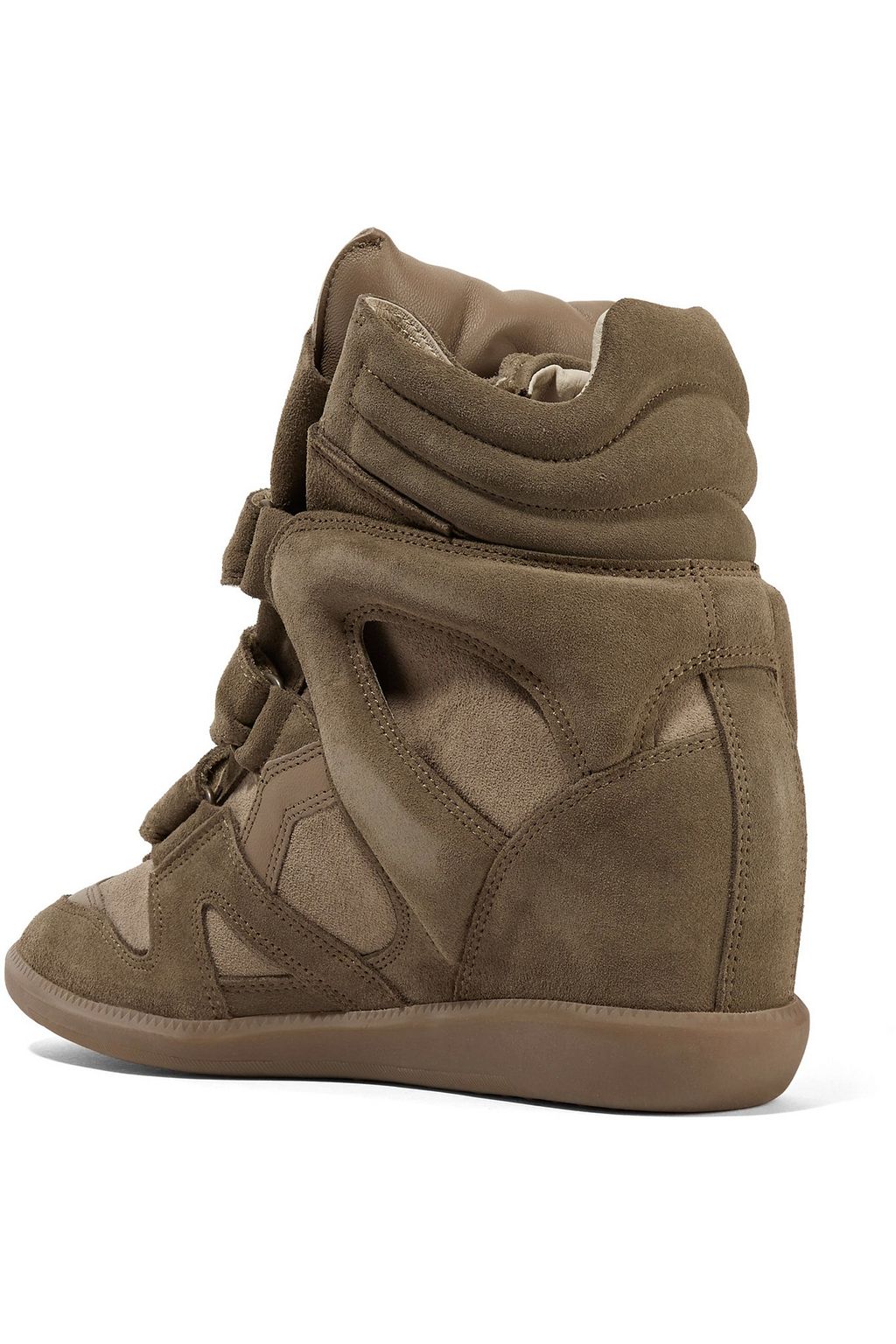 ISABEL MARANT Bekett leather-paneled suede wedge sneakers