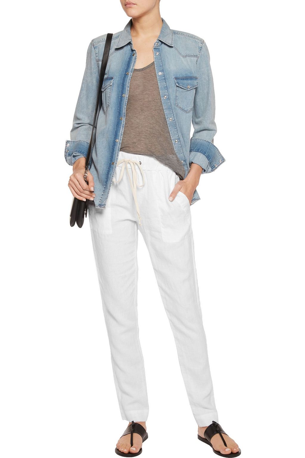ENZA COSTA Linen slim-leg pants