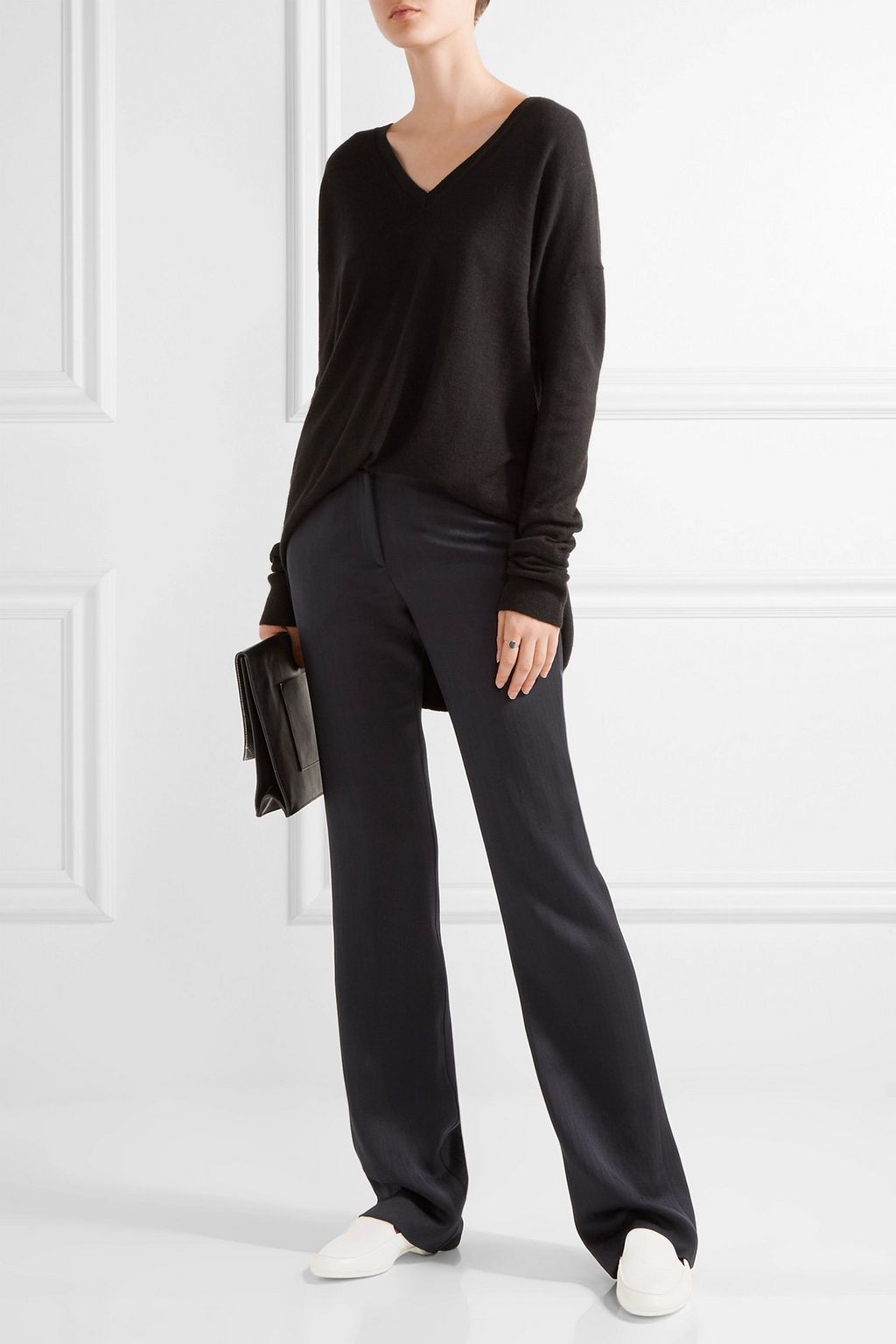 GABRIELA HEARST Herringbone silk-crepe straight-leg pants