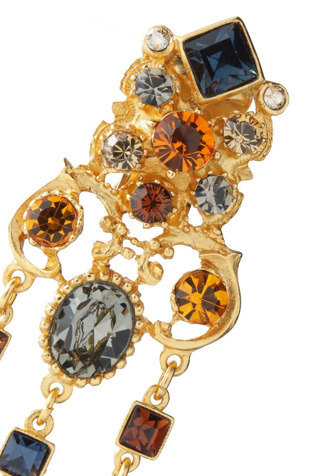 BEN-AMUN Gold-tone crystal clip earrings