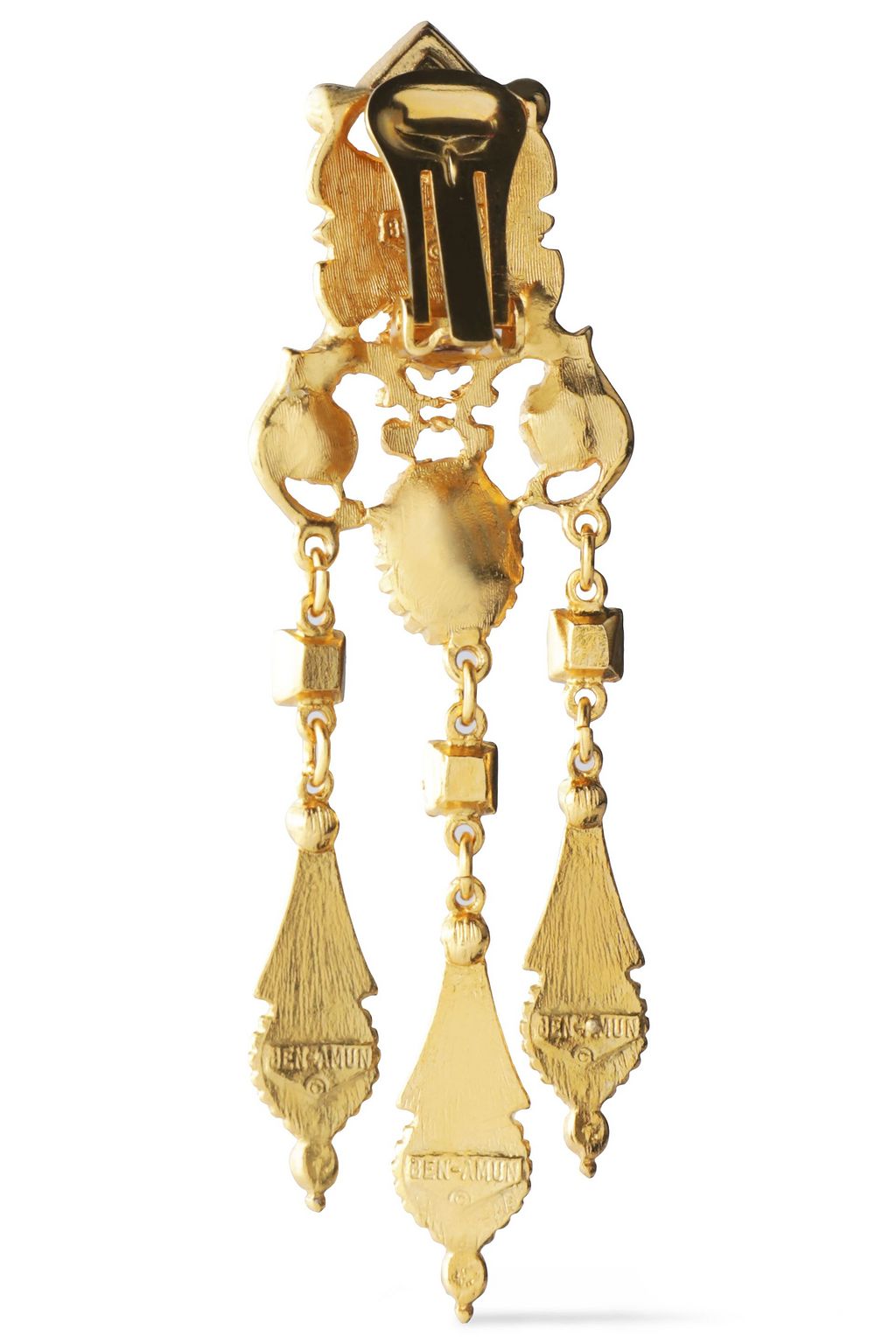 BEN-AMUN Gold-tone crystal clip earrings