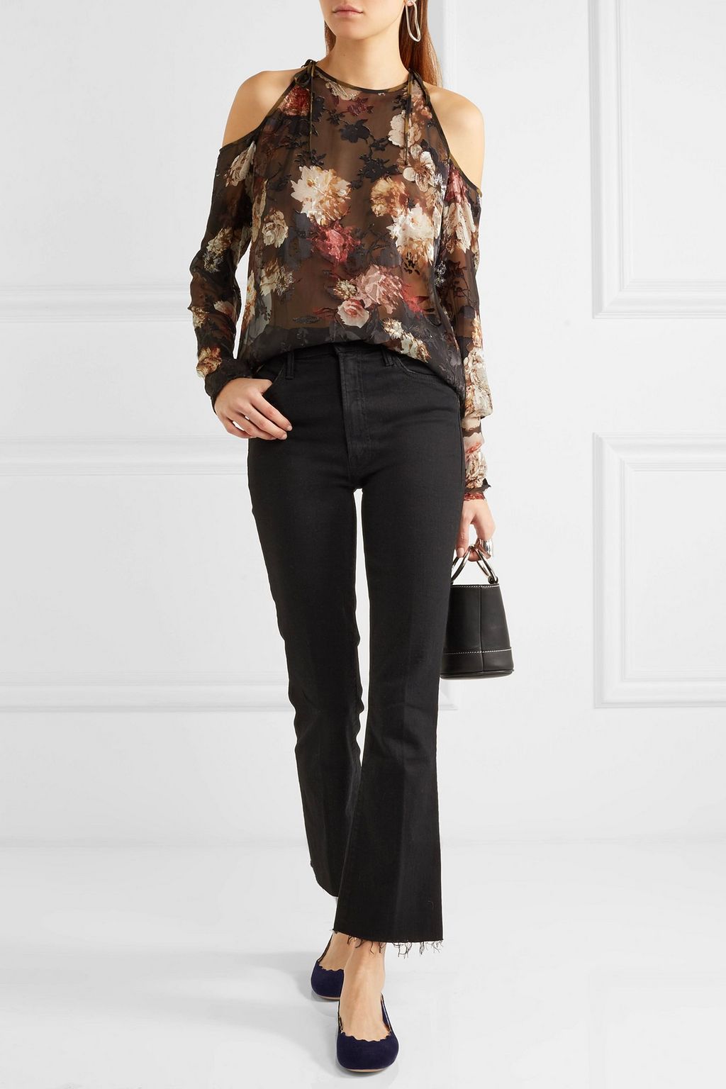 CHLOÉ Lauren scalloped velvet ballet flats