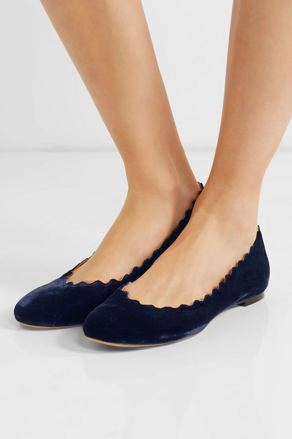 CHLOÉ Lauren scalloped velvet ballet flats