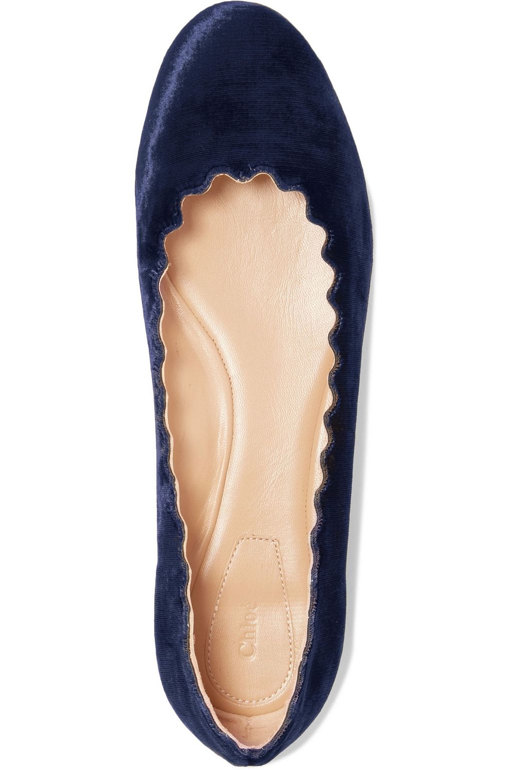 CHLOÉ Lauren scalloped velvet ballet flats