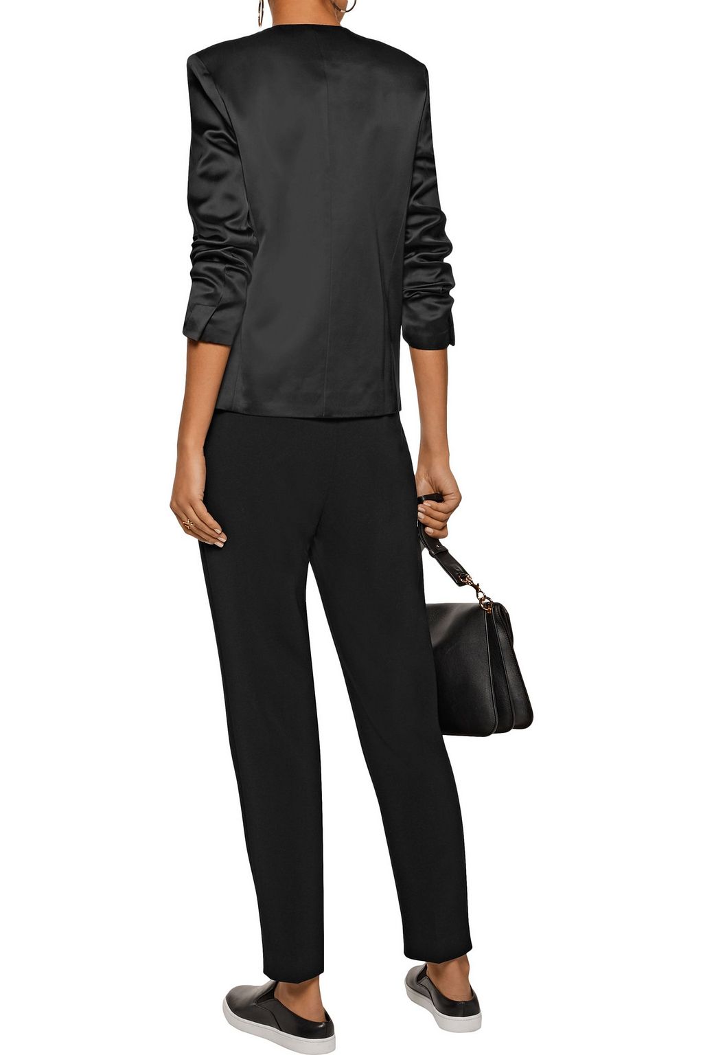J BRAND Greville calf hair-paneled Duchesse-satin jacket