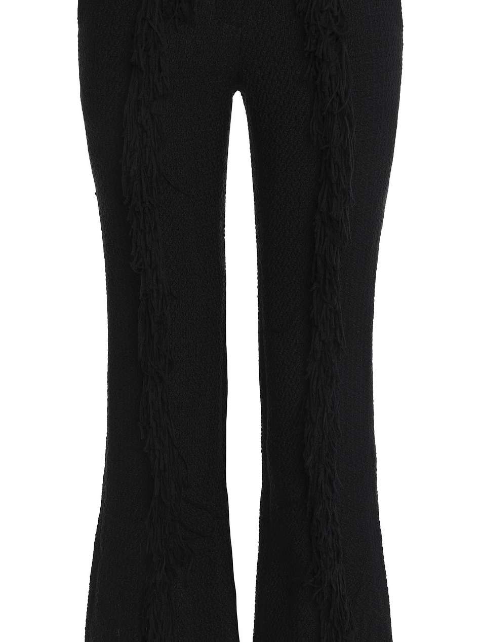 fringe-trimmed cloqué bootcut pants