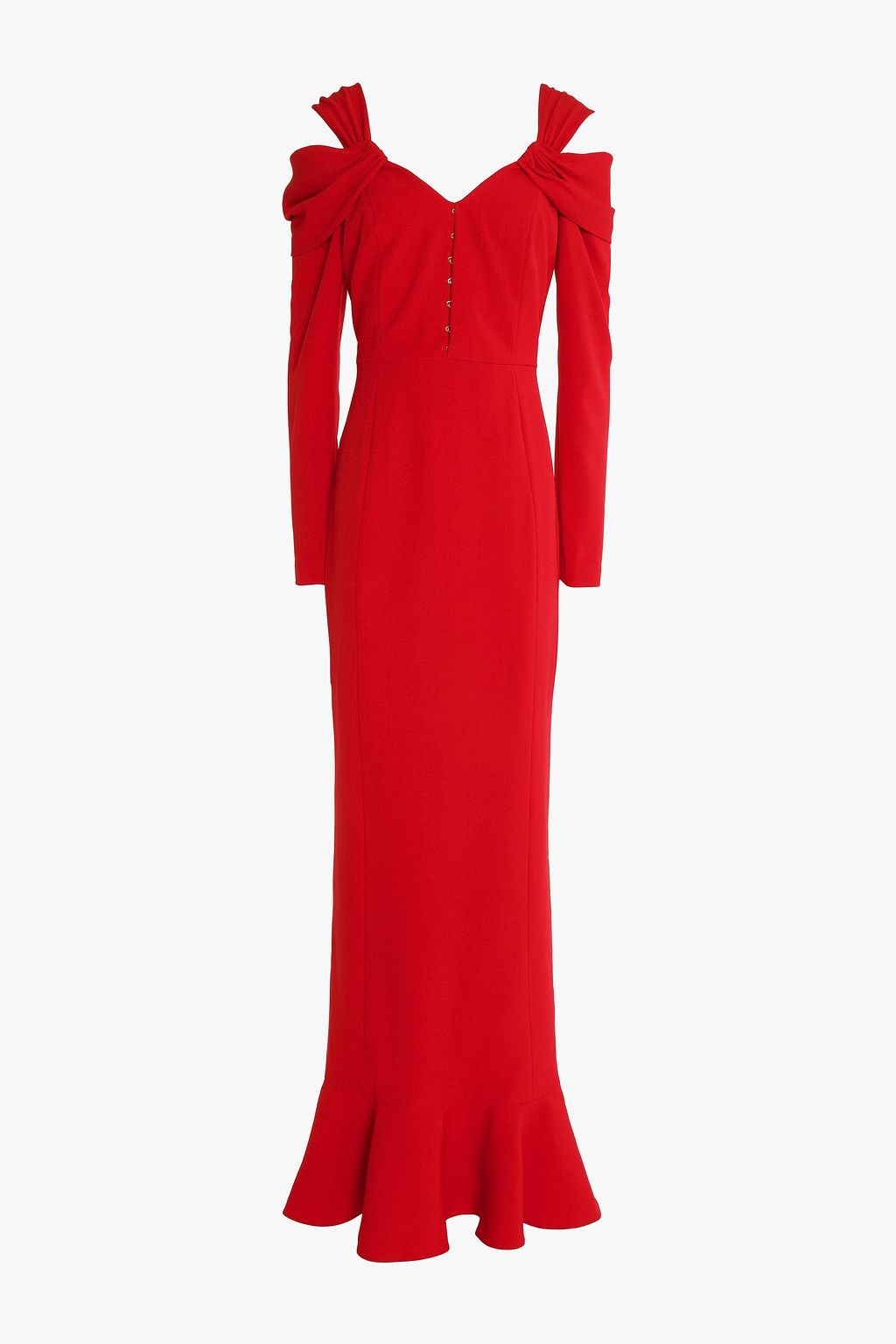 red crepe gown