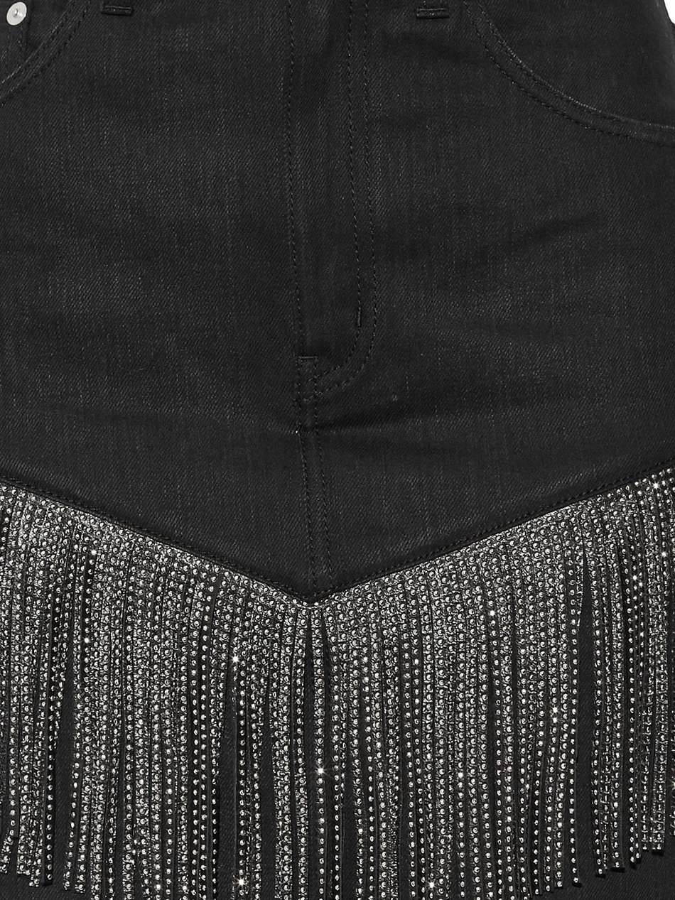 fringed studded denim mini skirt