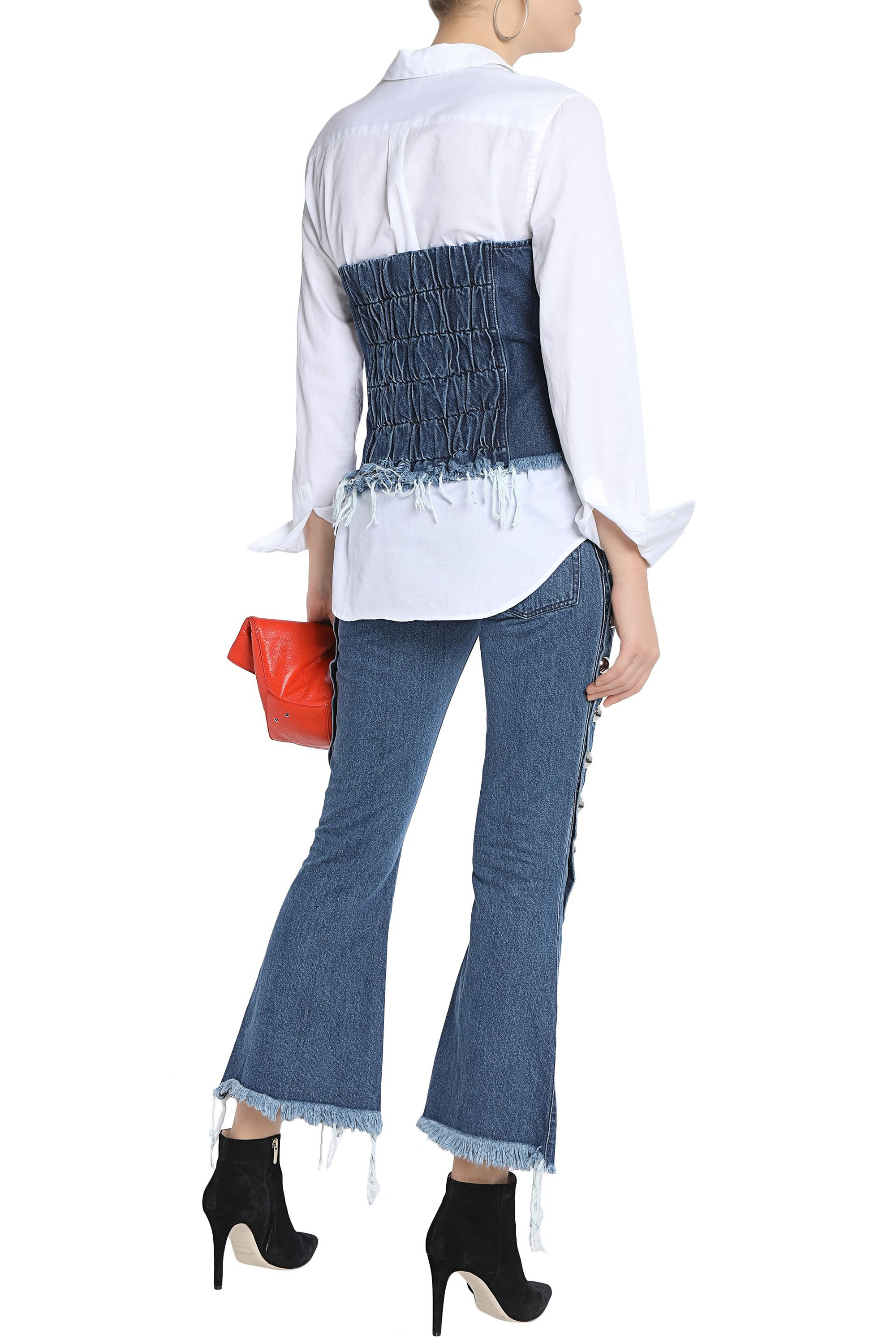 Marques Almeida Strapless studded denim bustier top