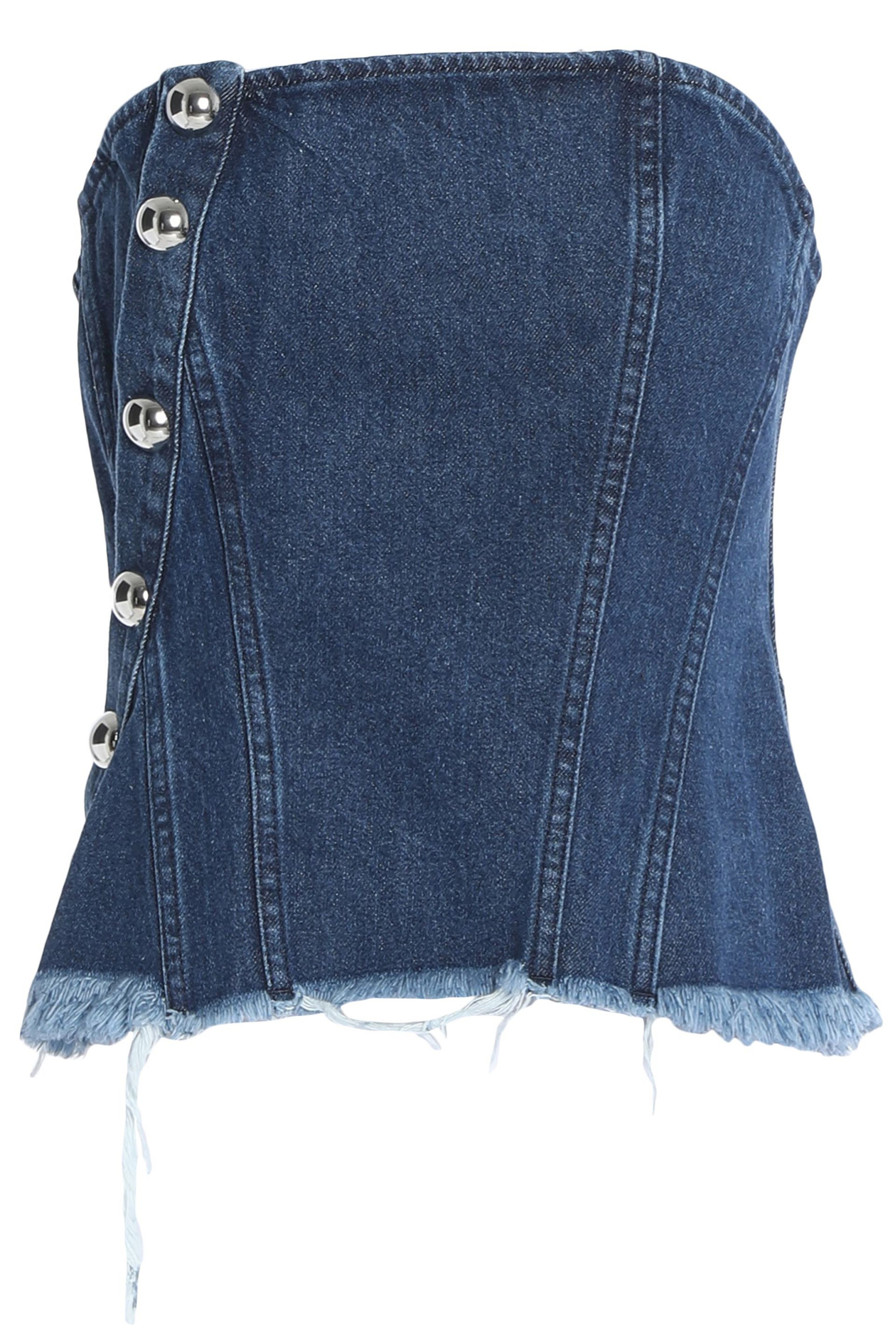 Marques Almeida Strapless studded denim bustier top
