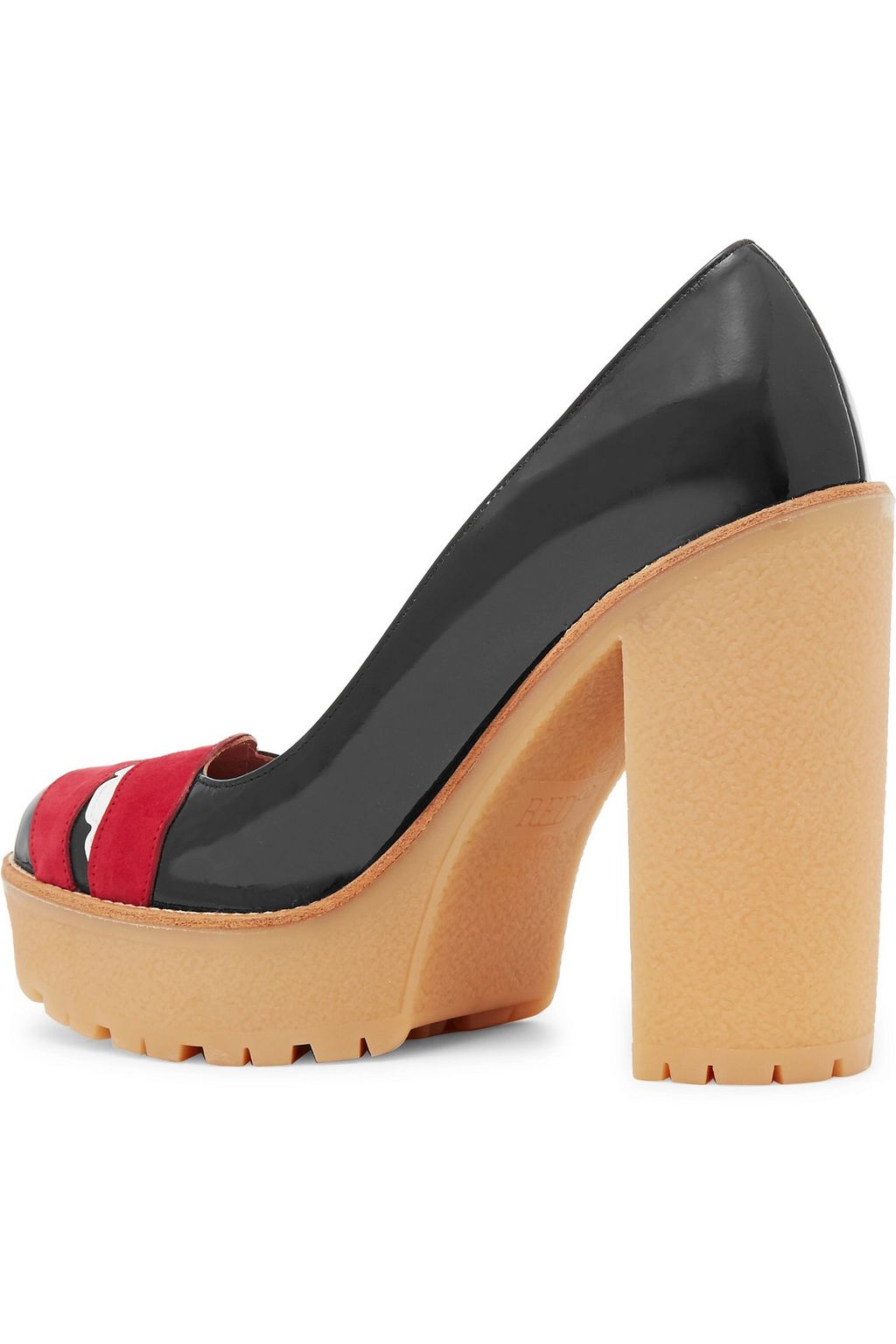 RED(V) Appliquéd patent-leather platform pumps