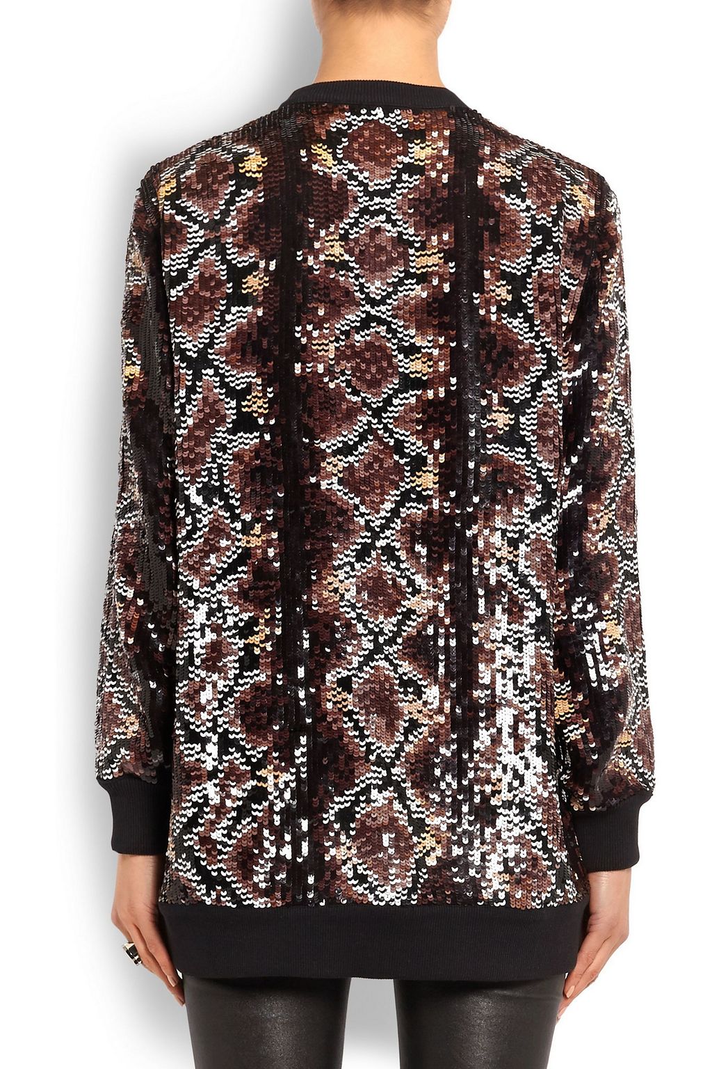 GIVENCHY sequin-embellished snake-print silk-chiffon top