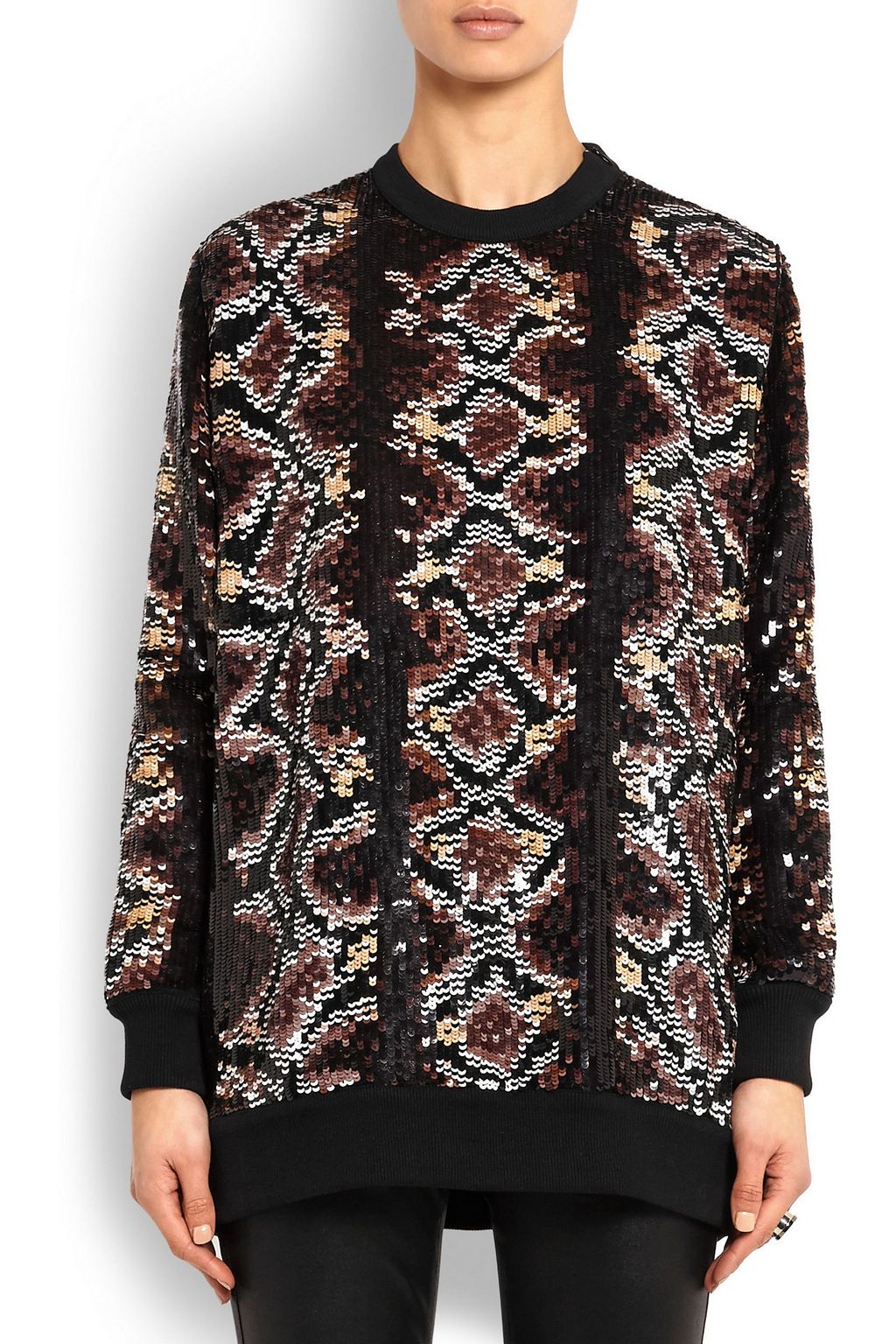 GIVENCHY sequin-embellished snake-print silk-chiffon top
