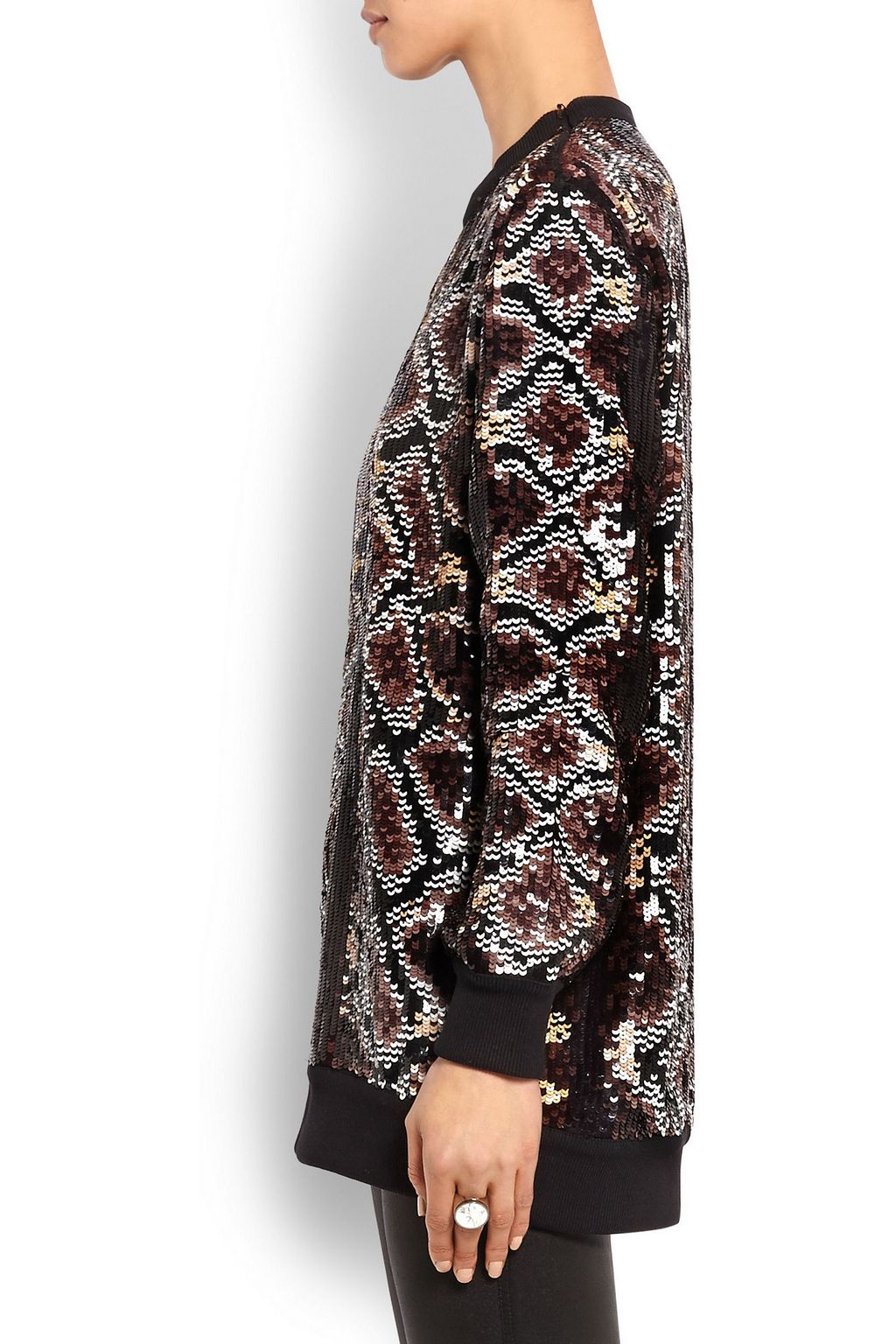GIVENCHY sequin-embellished snake-print silk-chiffon top