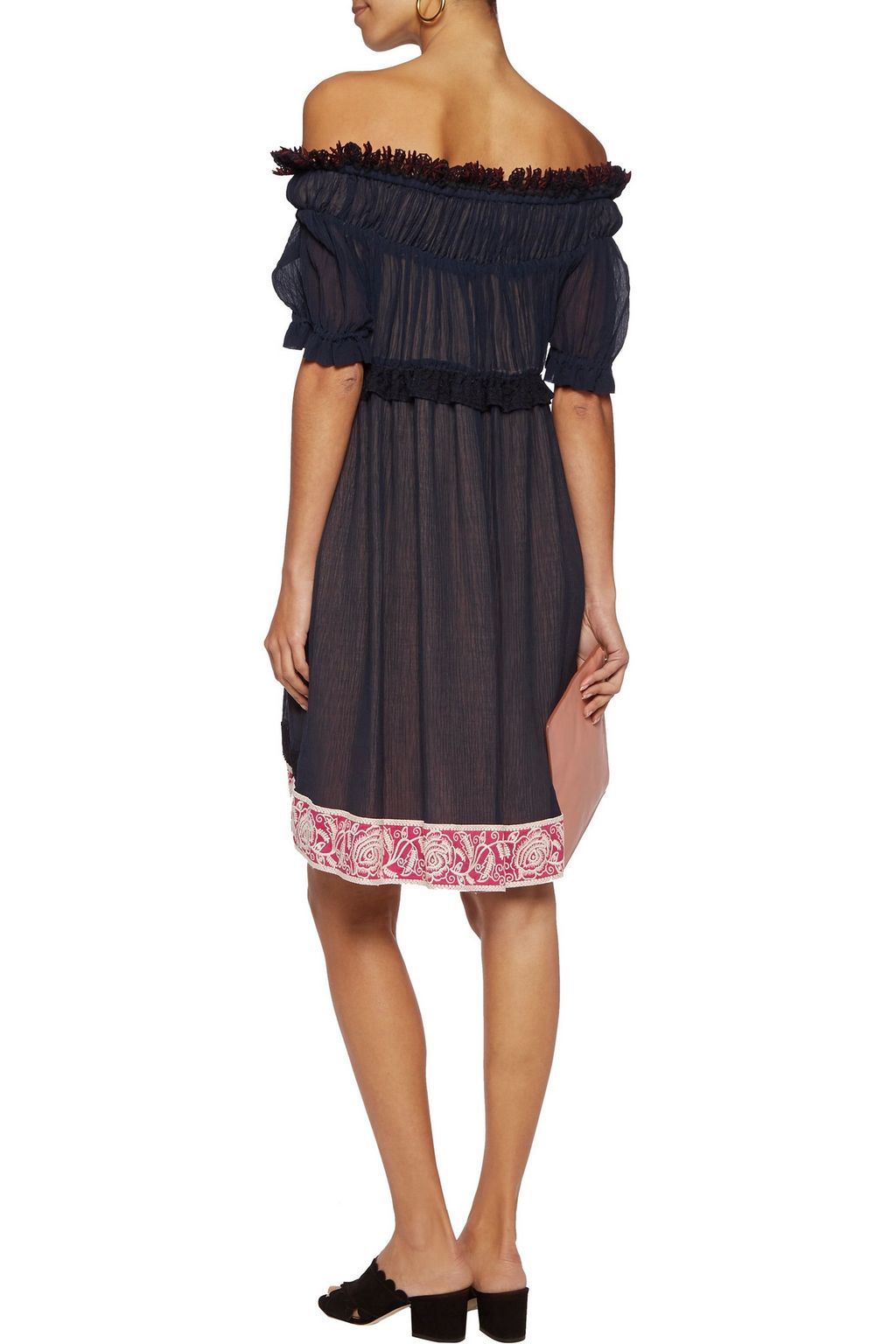CHLOÉ Off-the-shoulder cotton and silk-blend gauze dress