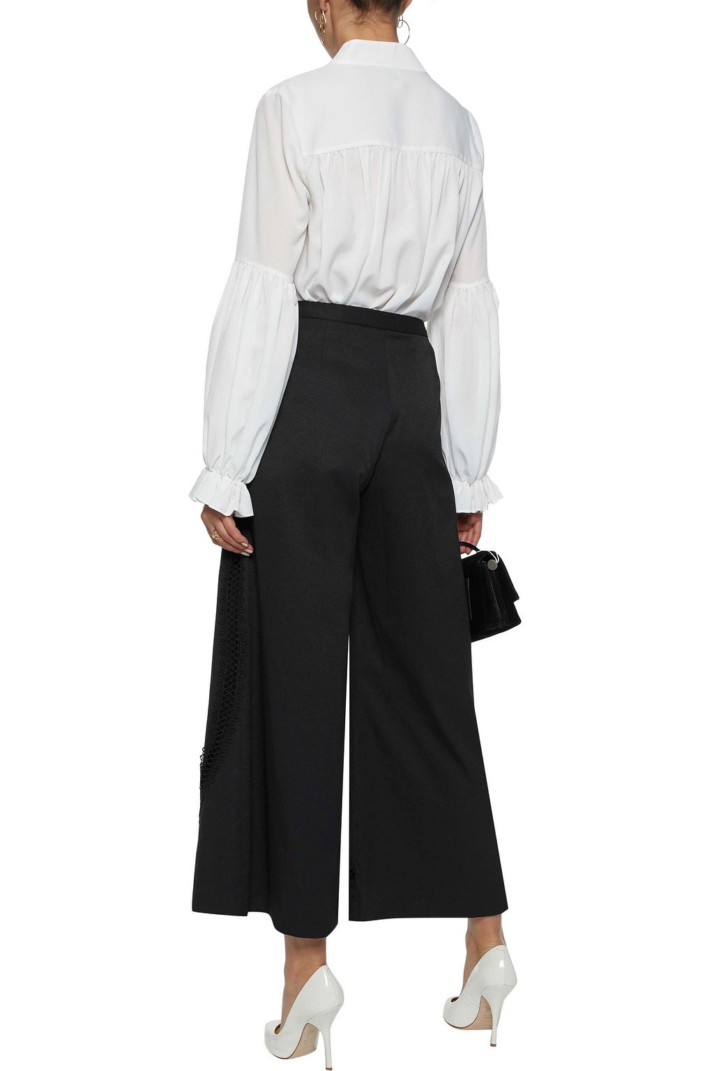 SACHIN & BABI Cropped crochet-trimmed faille wide-leg pants