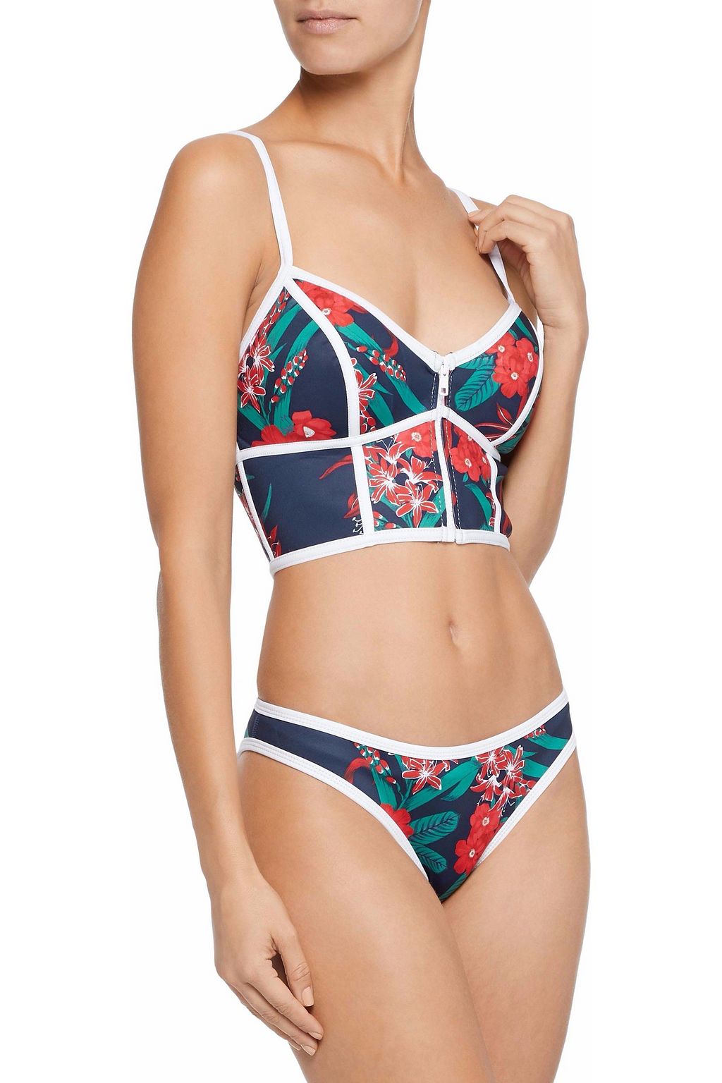 DUSKII Low-rise floral-print neoprene bikini briefs