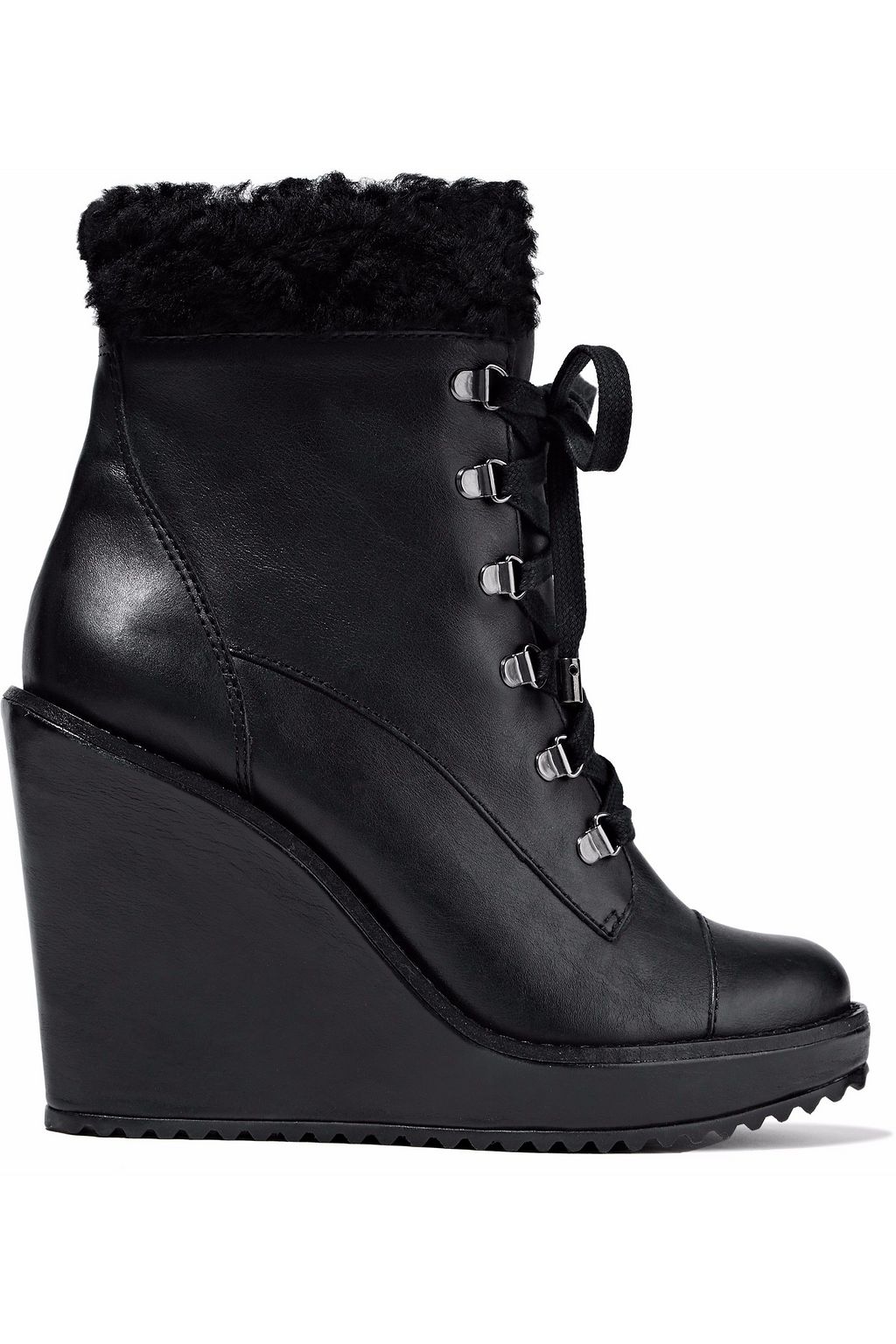 wedge ankle boots with fur trim
