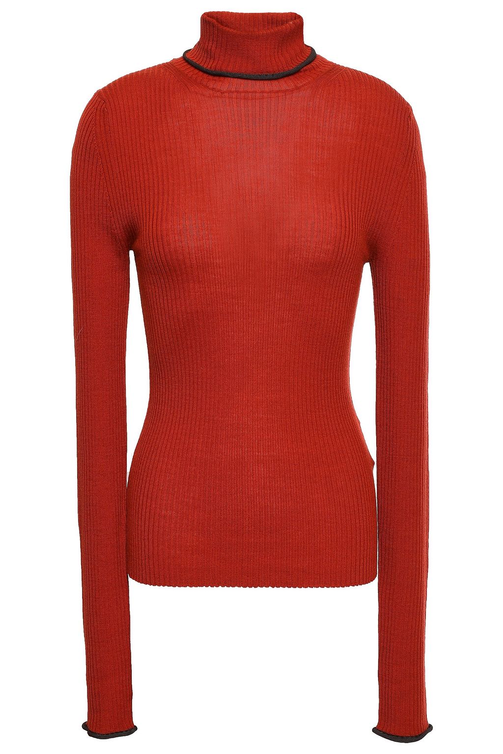 Brick Ribbed merino wool turtleneck 