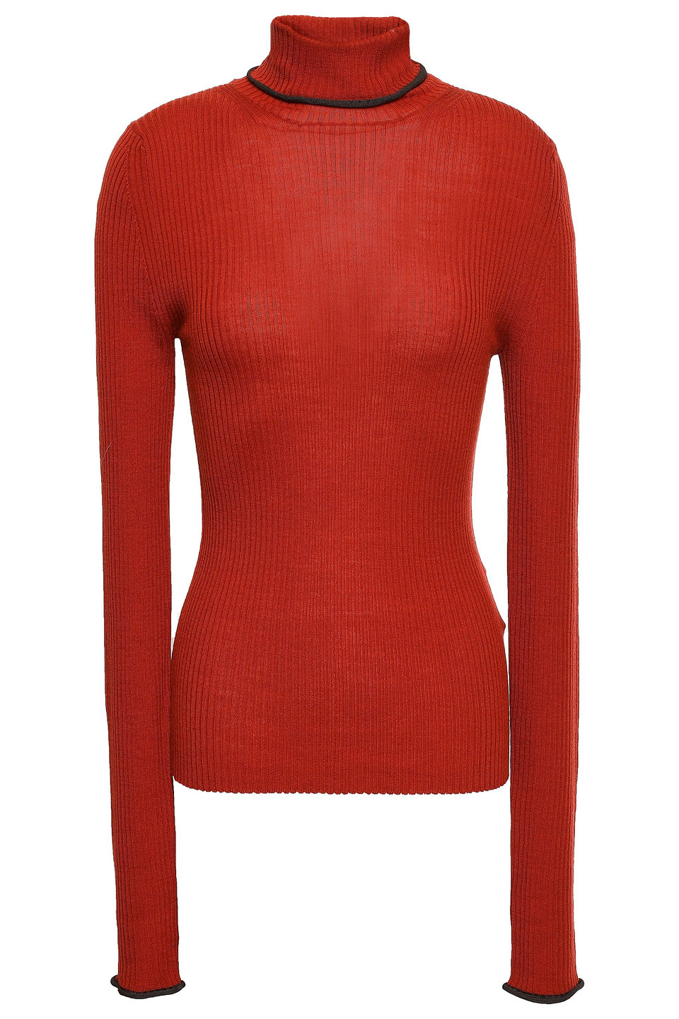 acne studios - ribbed merino wool turtleneck sweater - red - m
