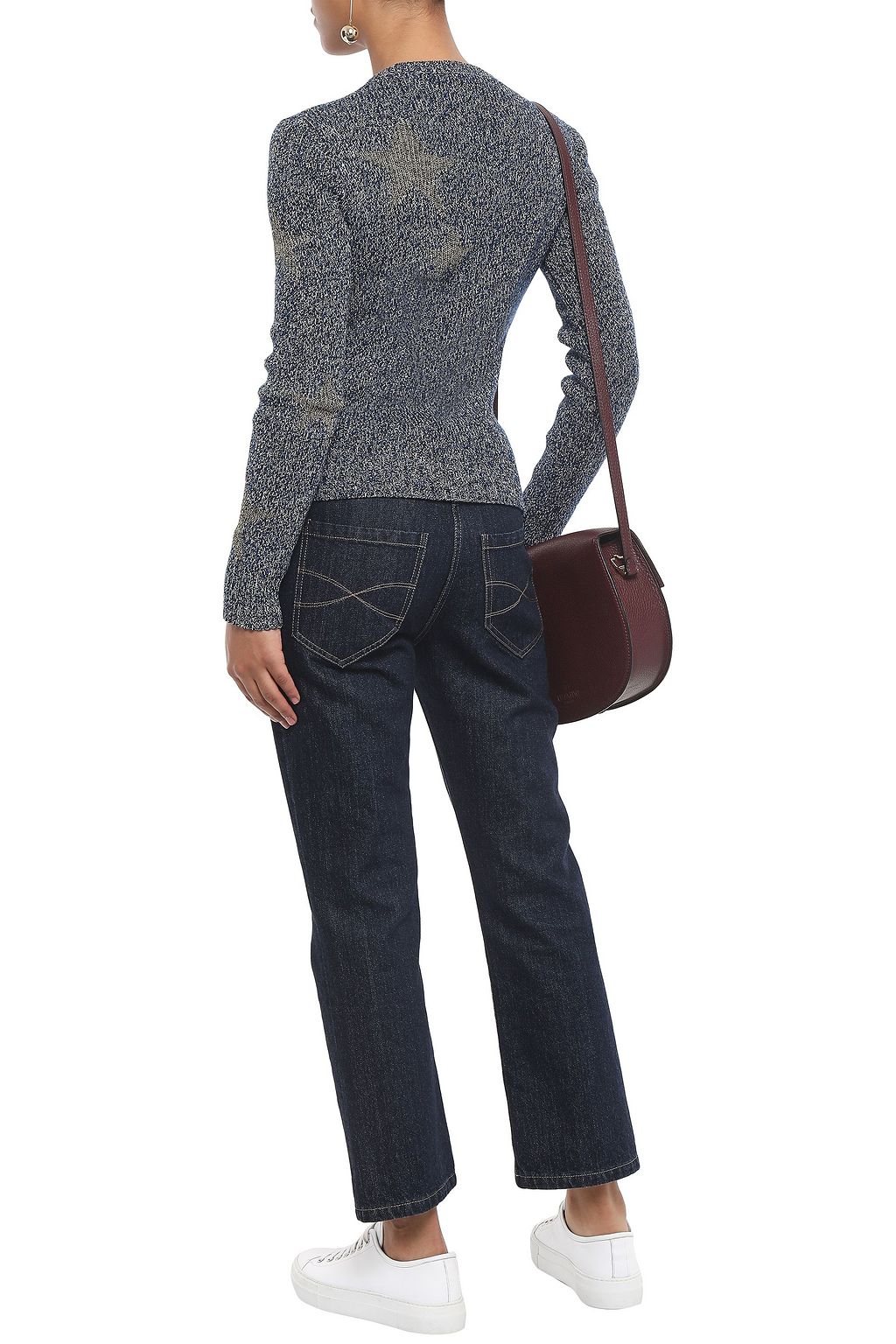 VALENTINO GARAVANI Metallic intarsia cotton-blend sweater