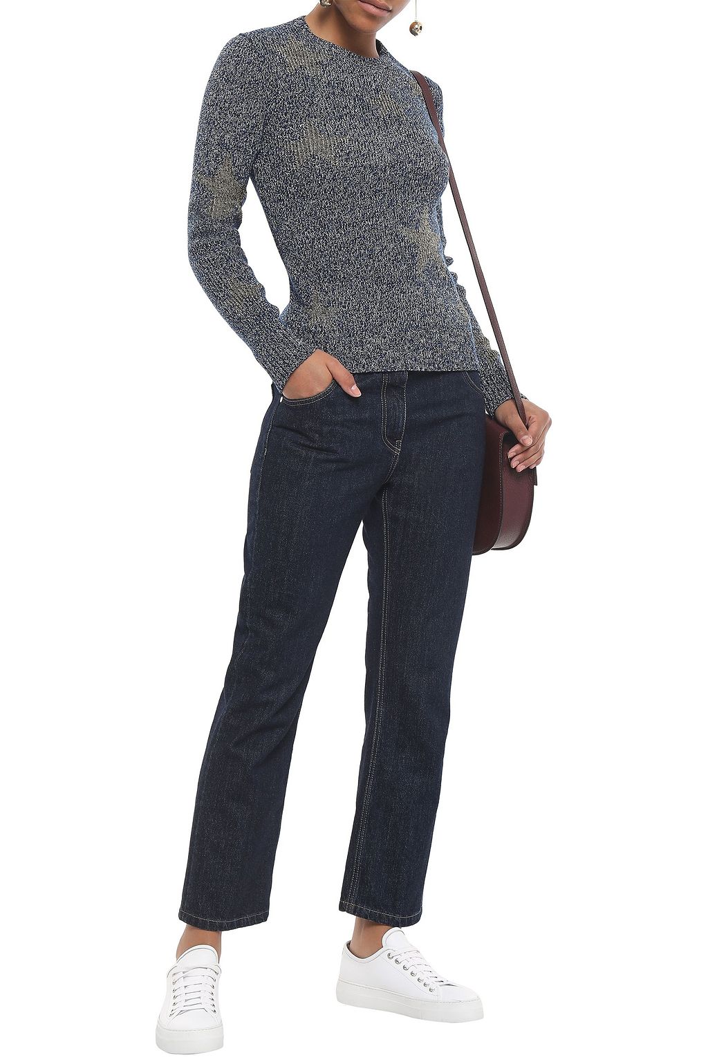 VALENTINO GARAVANI Metallic intarsia cotton-blend sweater