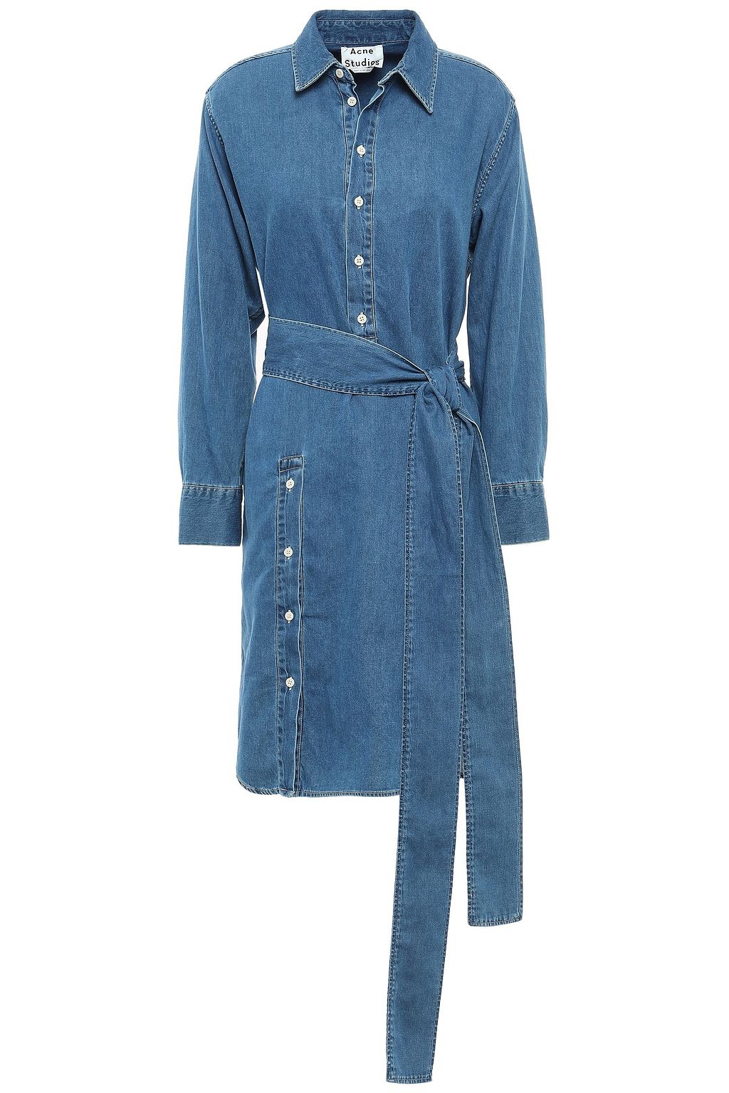 ACNE STUDIOS Belted button-detailed denim shirt dress | THE OUTNET