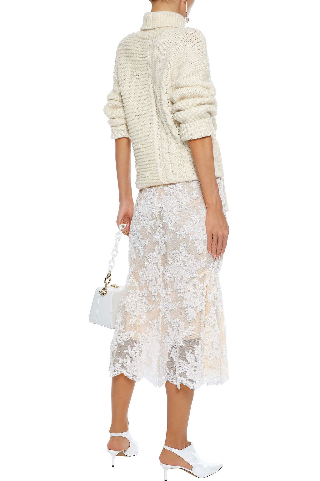 SIMONE ROCHA Paneled cable-knit alpaca-blend turtleneck sweater