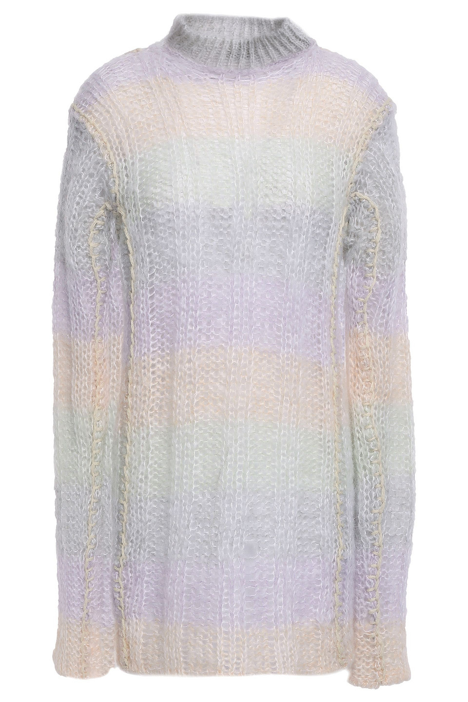 Open-knit mohair-blend turtleneck sweater