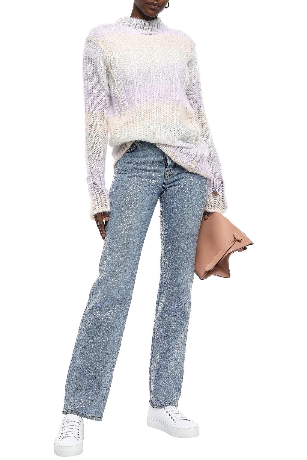 ACNE STUDIOS Open-knit mohair-blend turtleneck sweater
