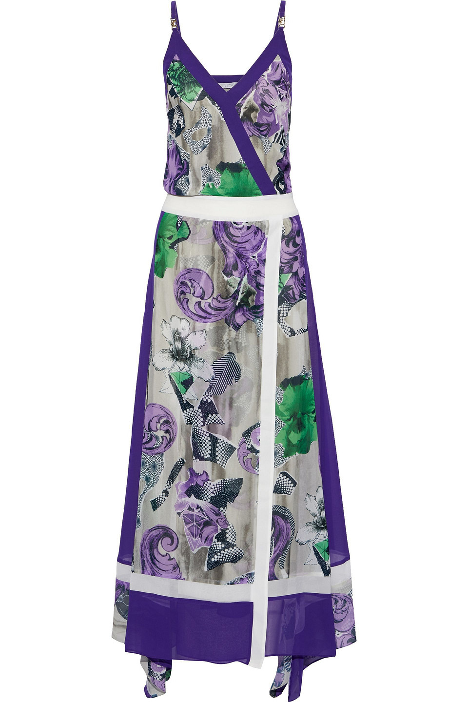 Versace Collection Woman Wrap-effect Printed Silk Gown Purple Size 36