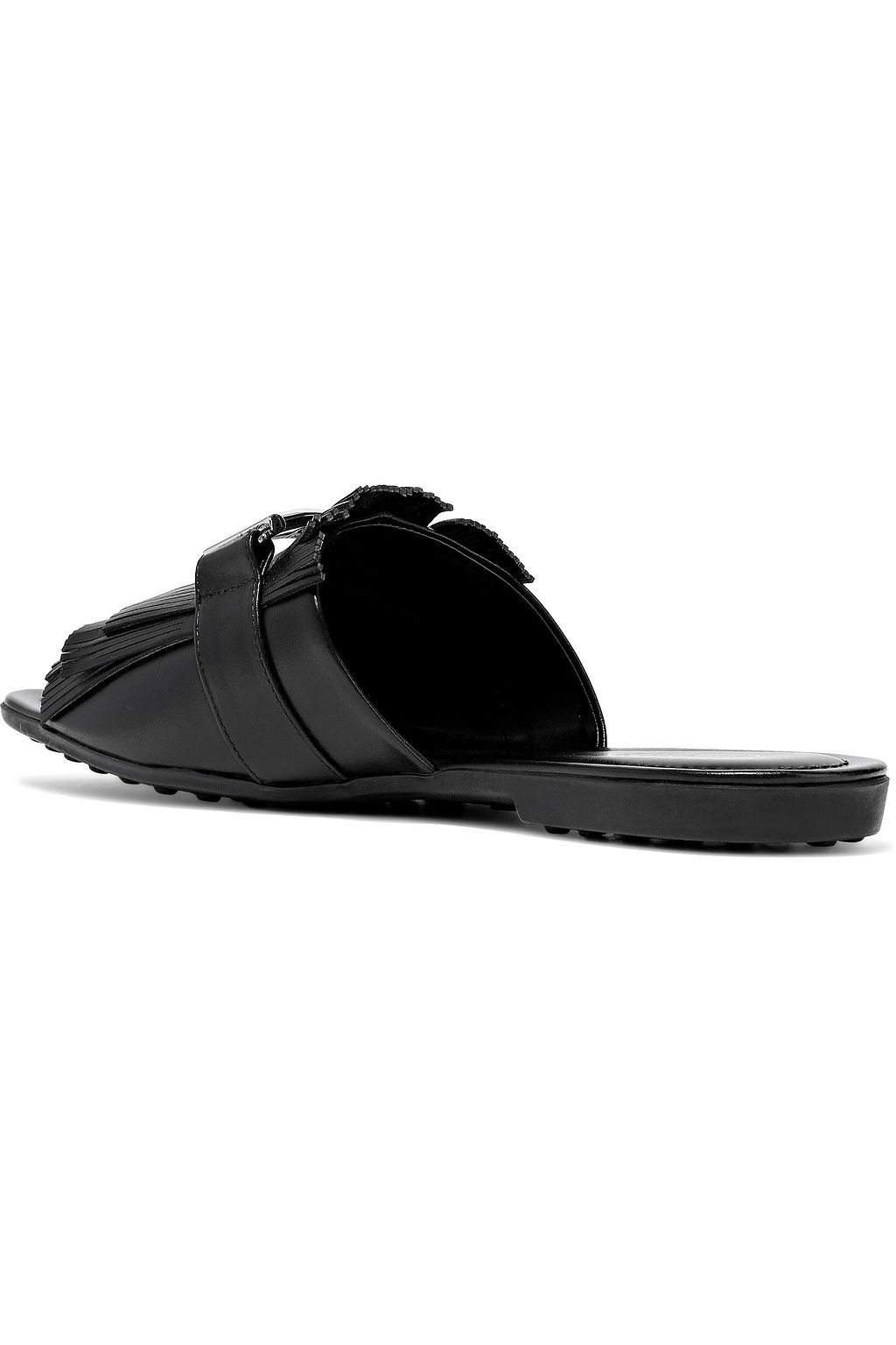 TOD'S Fringed embellished leather slides