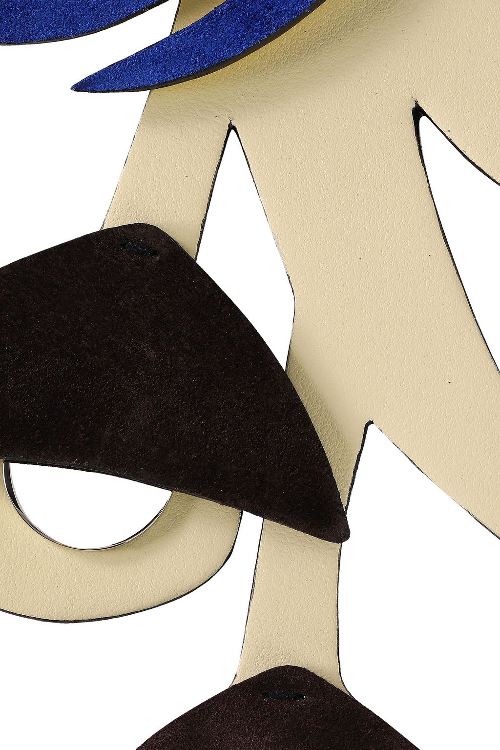 MARNI Silver-tone, suede and patent-leather necklace