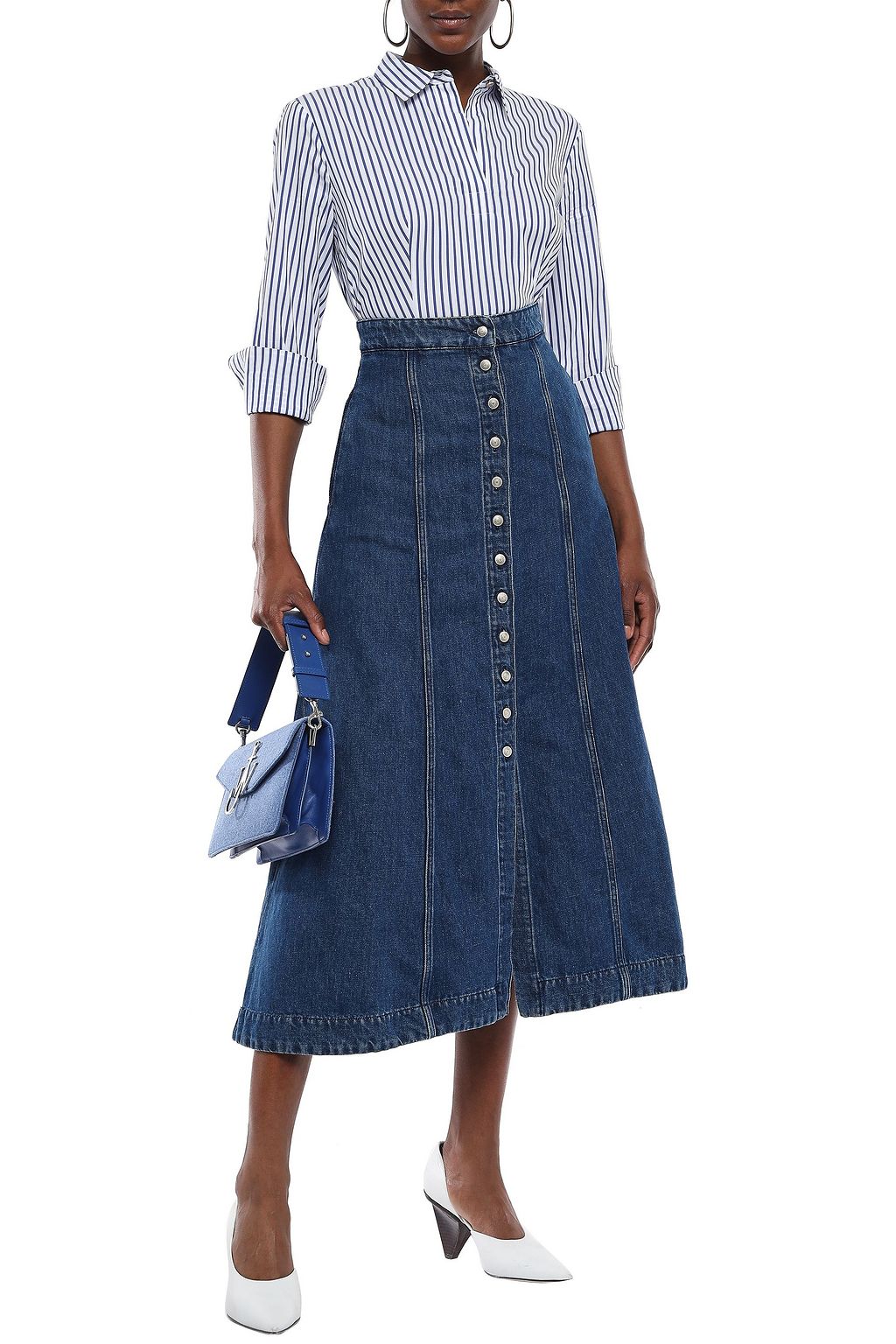 ACNE STUDIOS Flared denim midi skirt | THE OUTNET