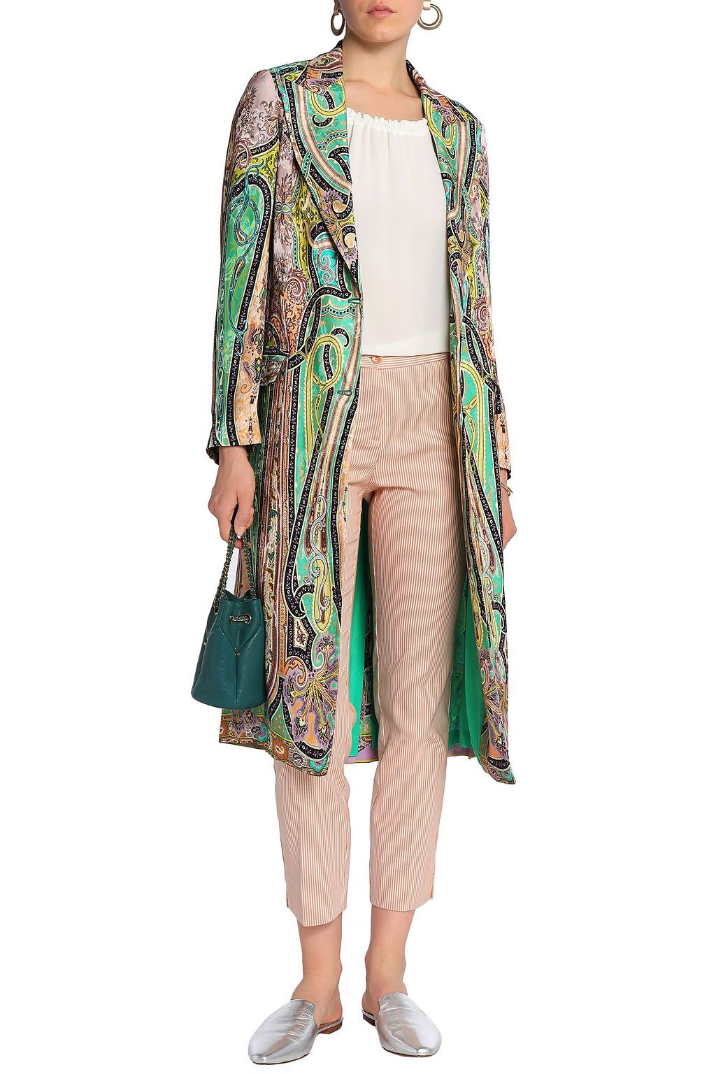 ETRO Cropped striped cotton-blend jacquard tapered pants